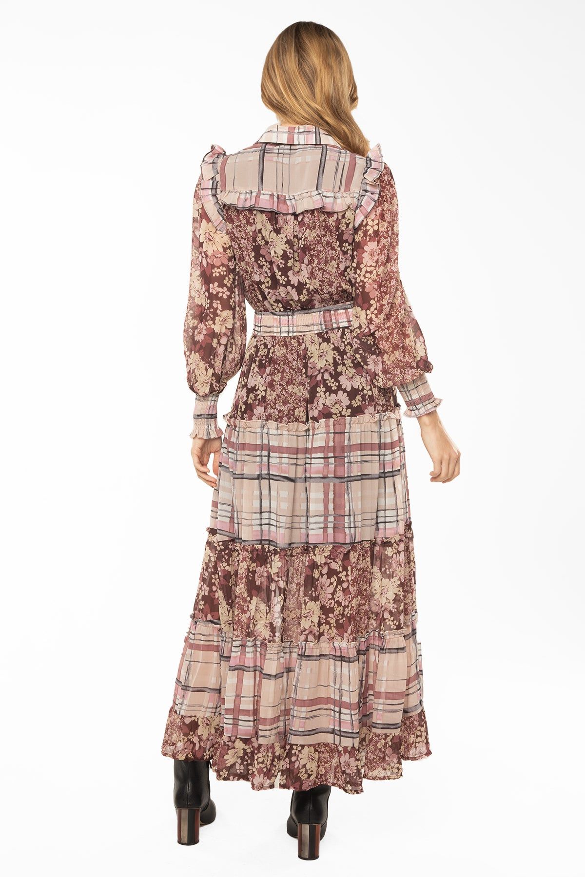 Maxi Dress with Smocked Waist and Sleeves sold by Miss Me product image thumbnail 3