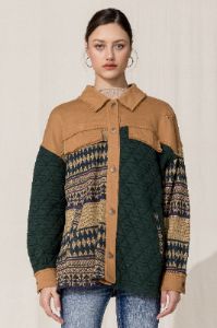 Mix Media Button Down Jacket sold by Miss Me