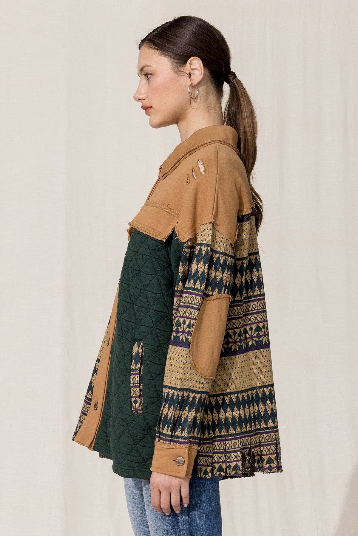 Mix Media Button Down Jacket sold by Miss Me product image thumbnail 4