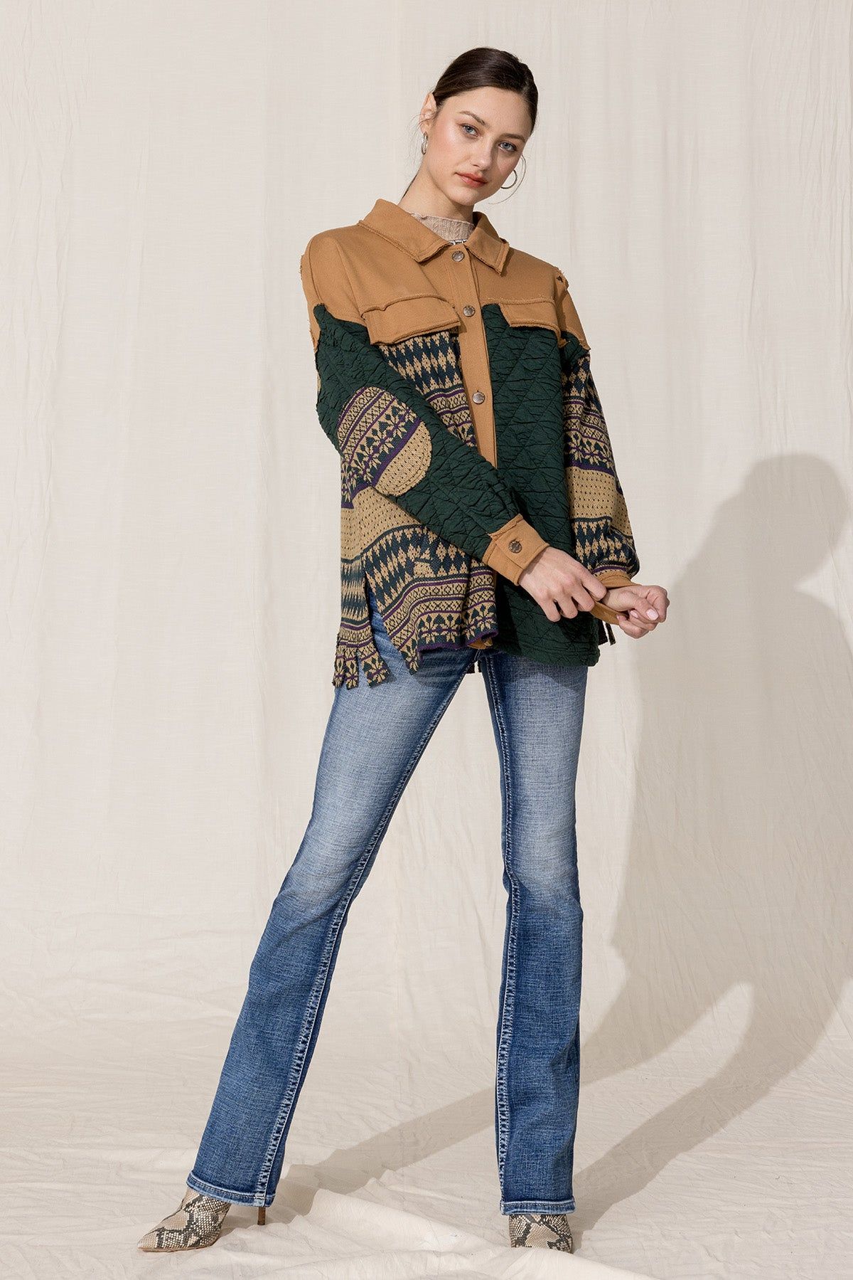 Mix Media Button Down Jacket sold by Miss Me product image thumbnail 5