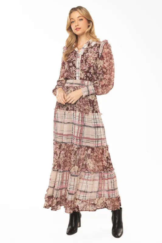 Maxi Dress with Smocked Waist and Sleeves sold by Miss Me