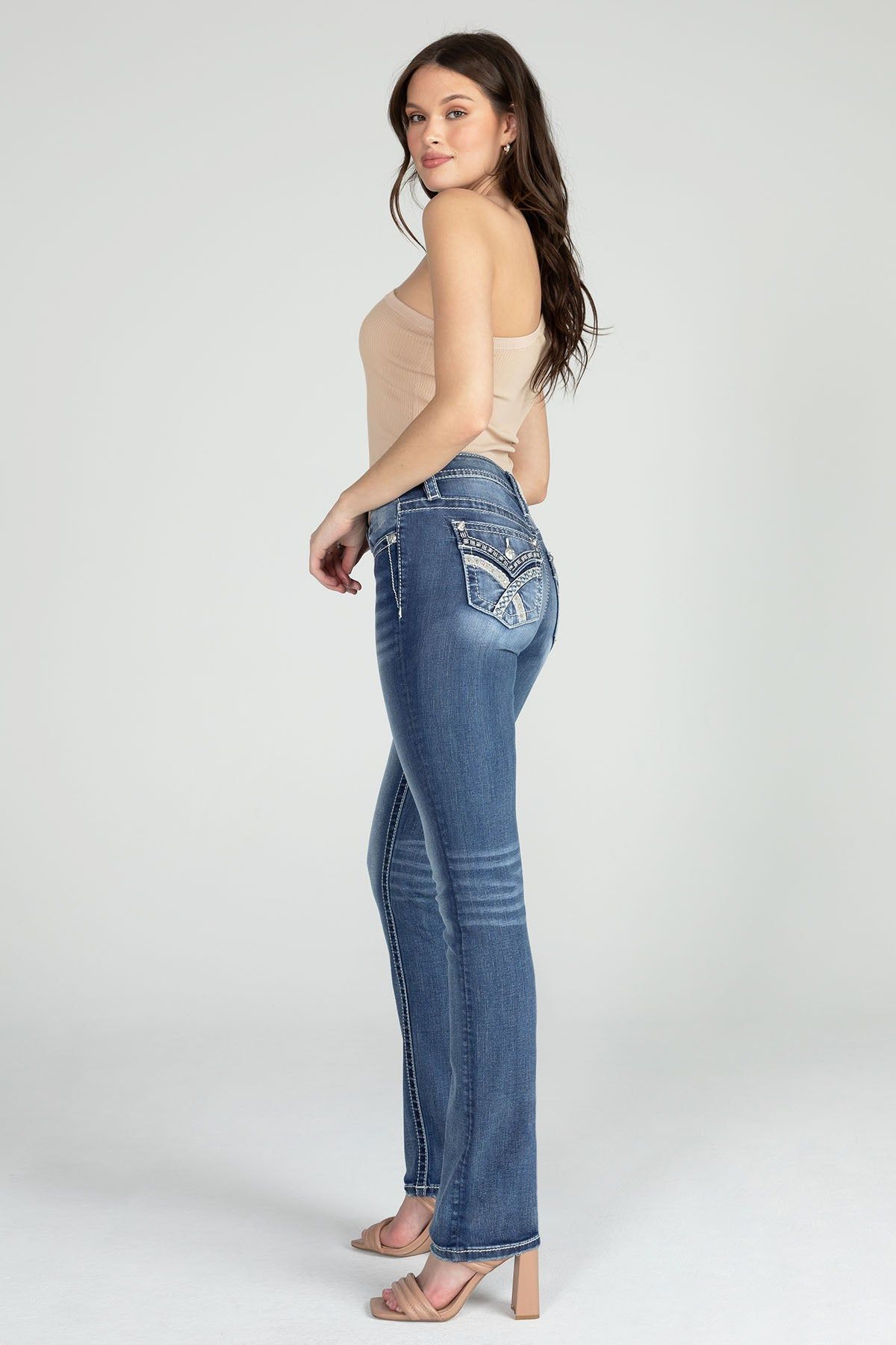 Sequin Cross Stitch Straight Denim sold by Miss Me product image thumbnail 3