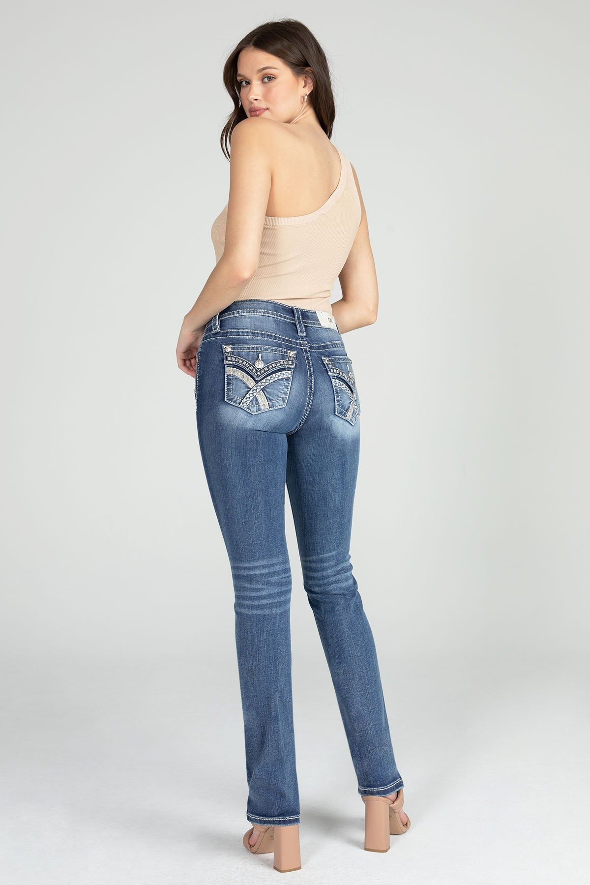 Sequin Cross Stitch Straight Denim sold by Miss Me product image thumbnail 4