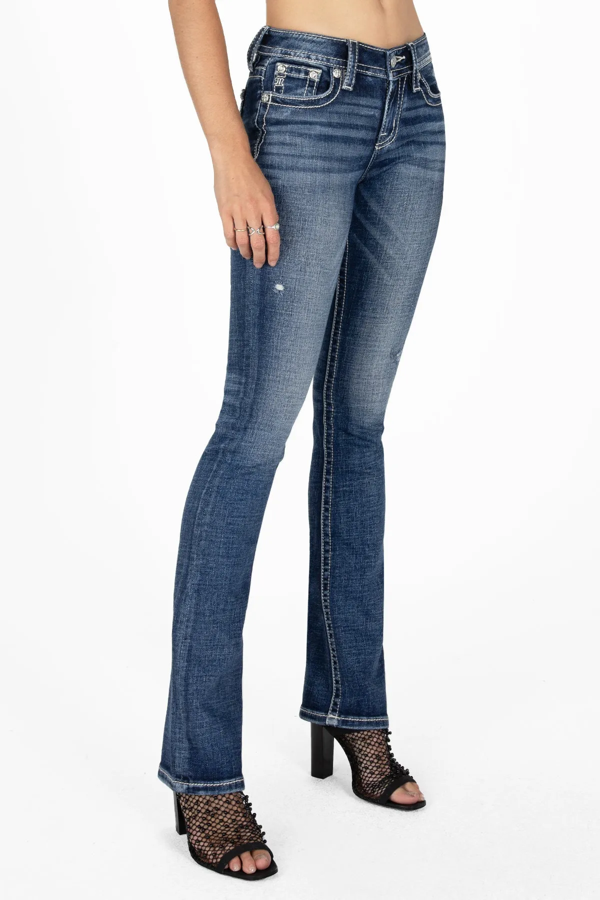 Embroidered Leaves and Flowers Bootcut Jeans sold by Miss Me product image thumbnail 3