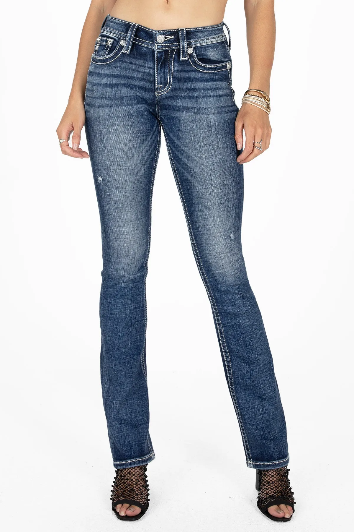 Embroidered Leaves and Flowers Bootcut Jeans sold by Miss Me product image thumbnail 2