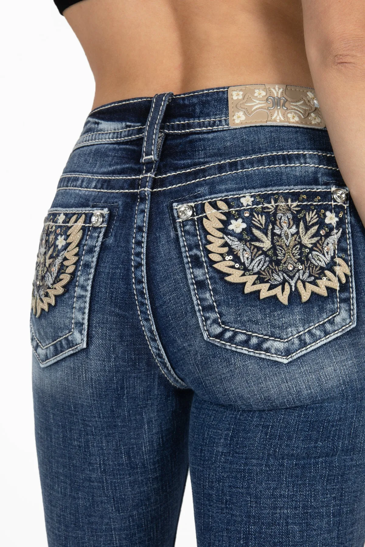 Embroidered Leaves and Flowers Bootcut Jeans sold by Miss Me product image thumbnail 4