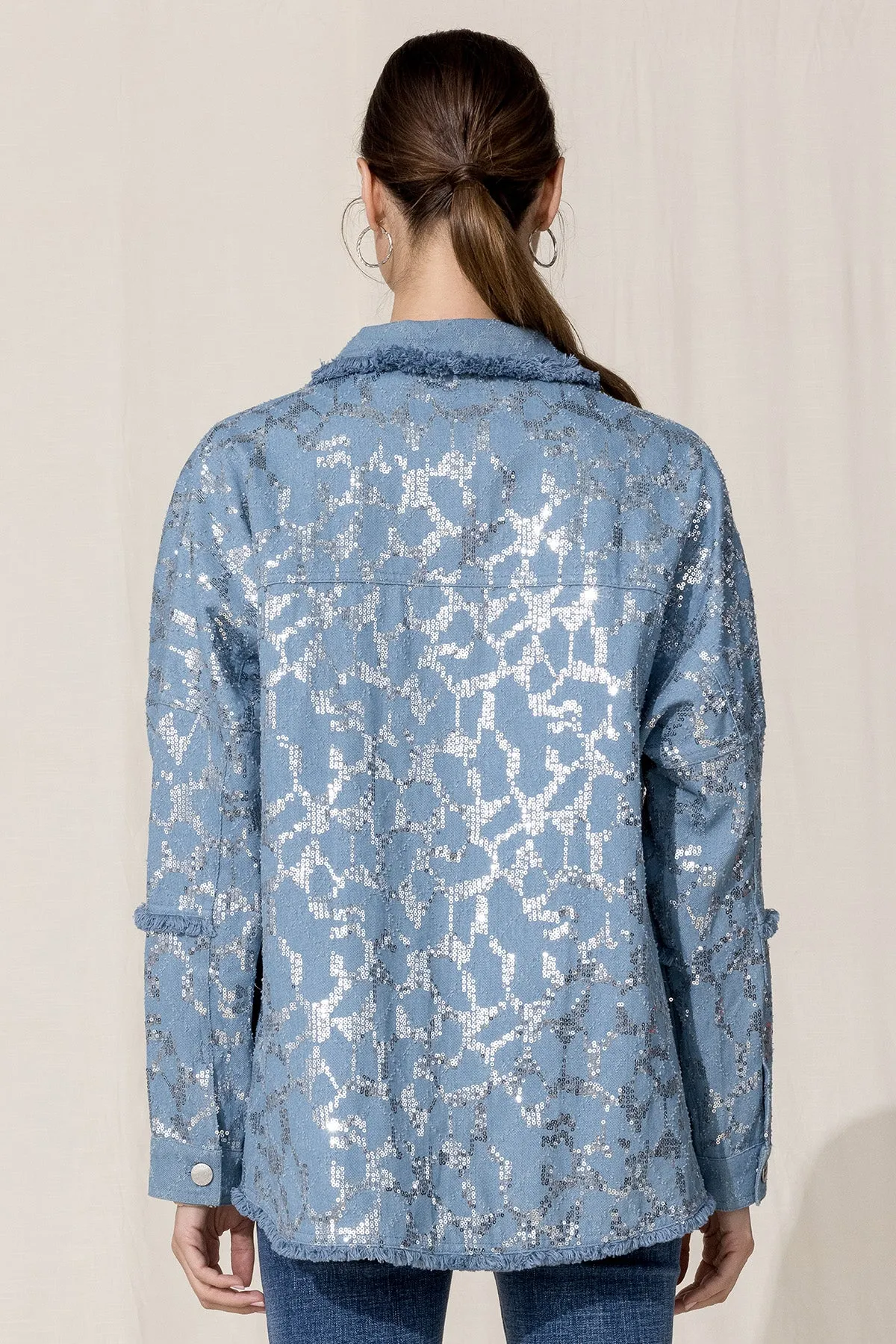 Oversized Sequin Denim Jacket sold by Miss Me product image thumbnail 3