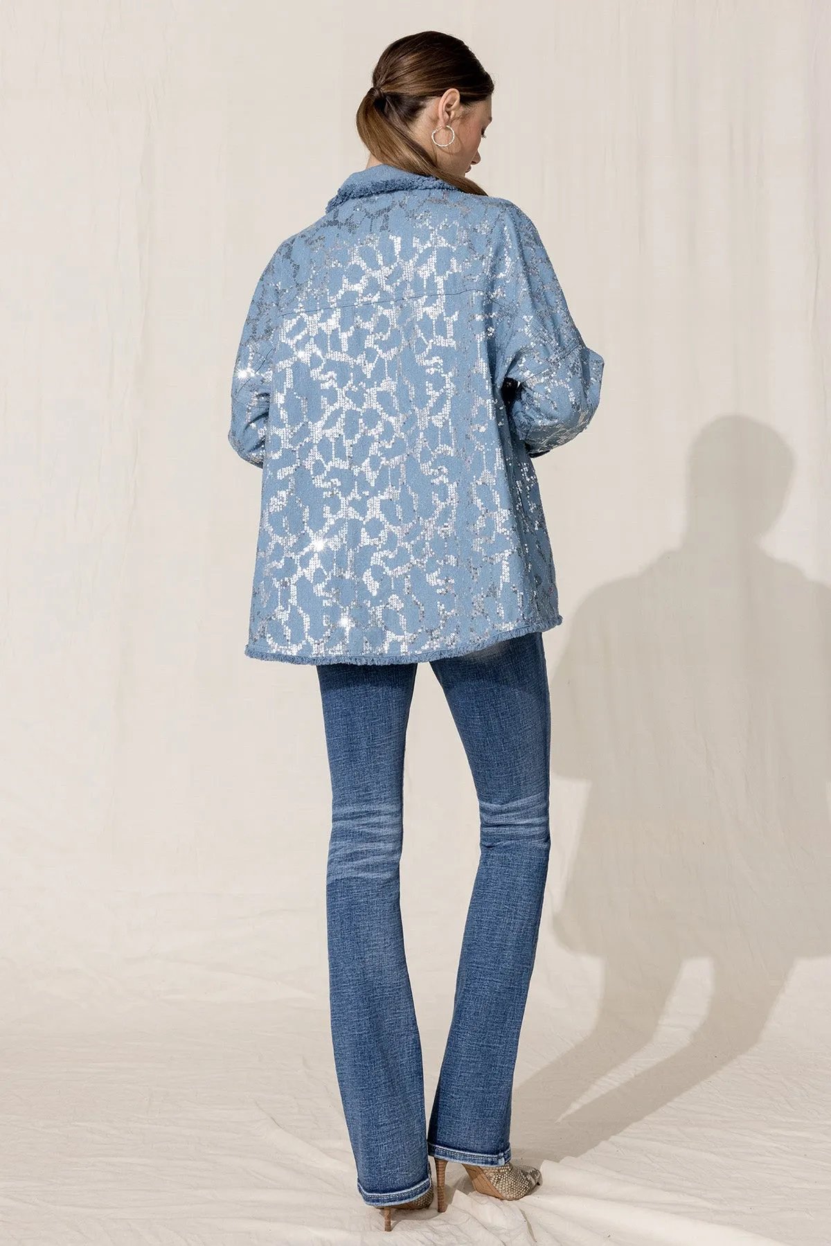 Oversized Sequin Denim Jacket sold by Miss Me product image thumbnail 5