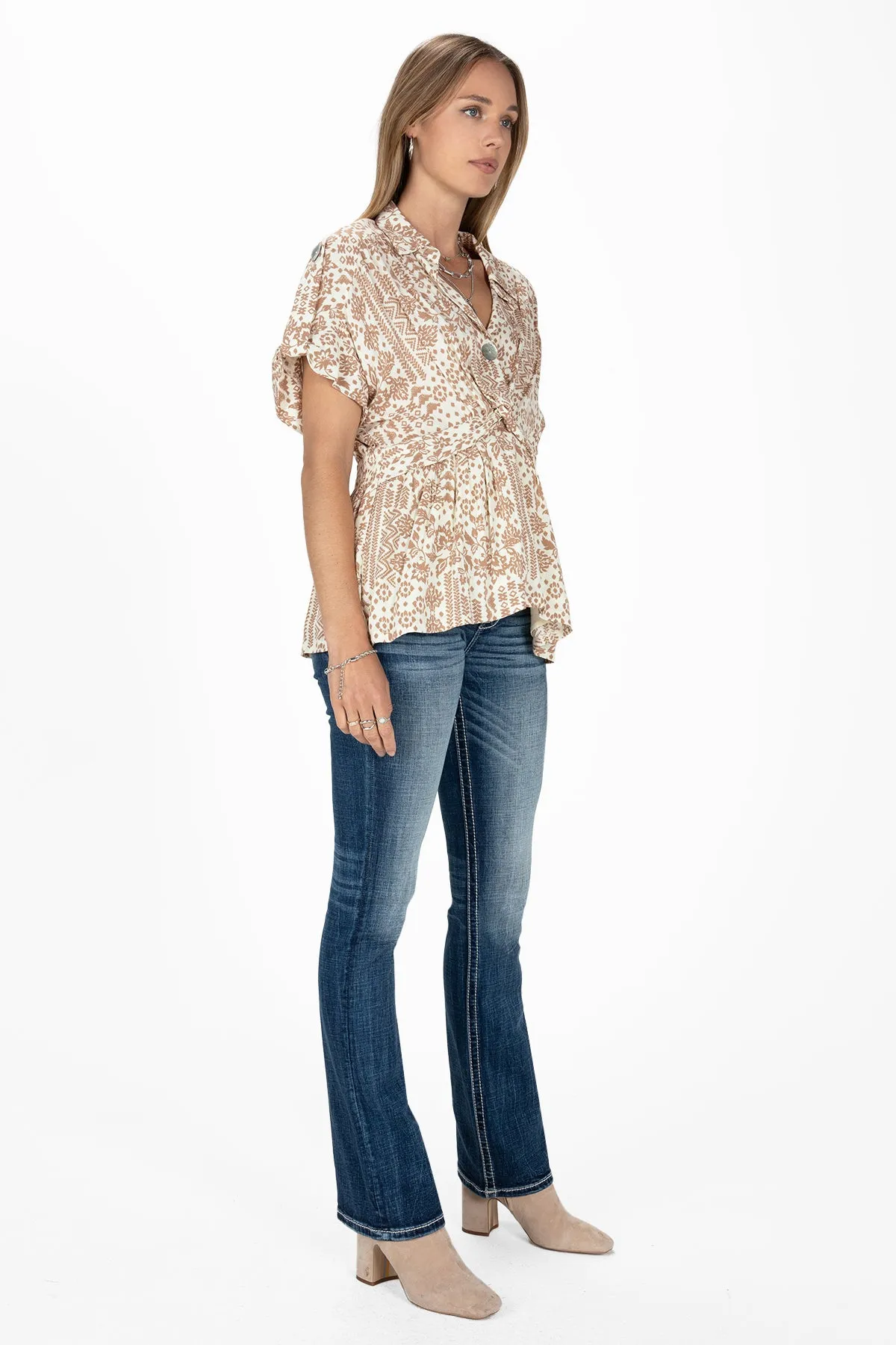 Aztec Print Twist Blouse sold by Miss Me product image thumbnail 3