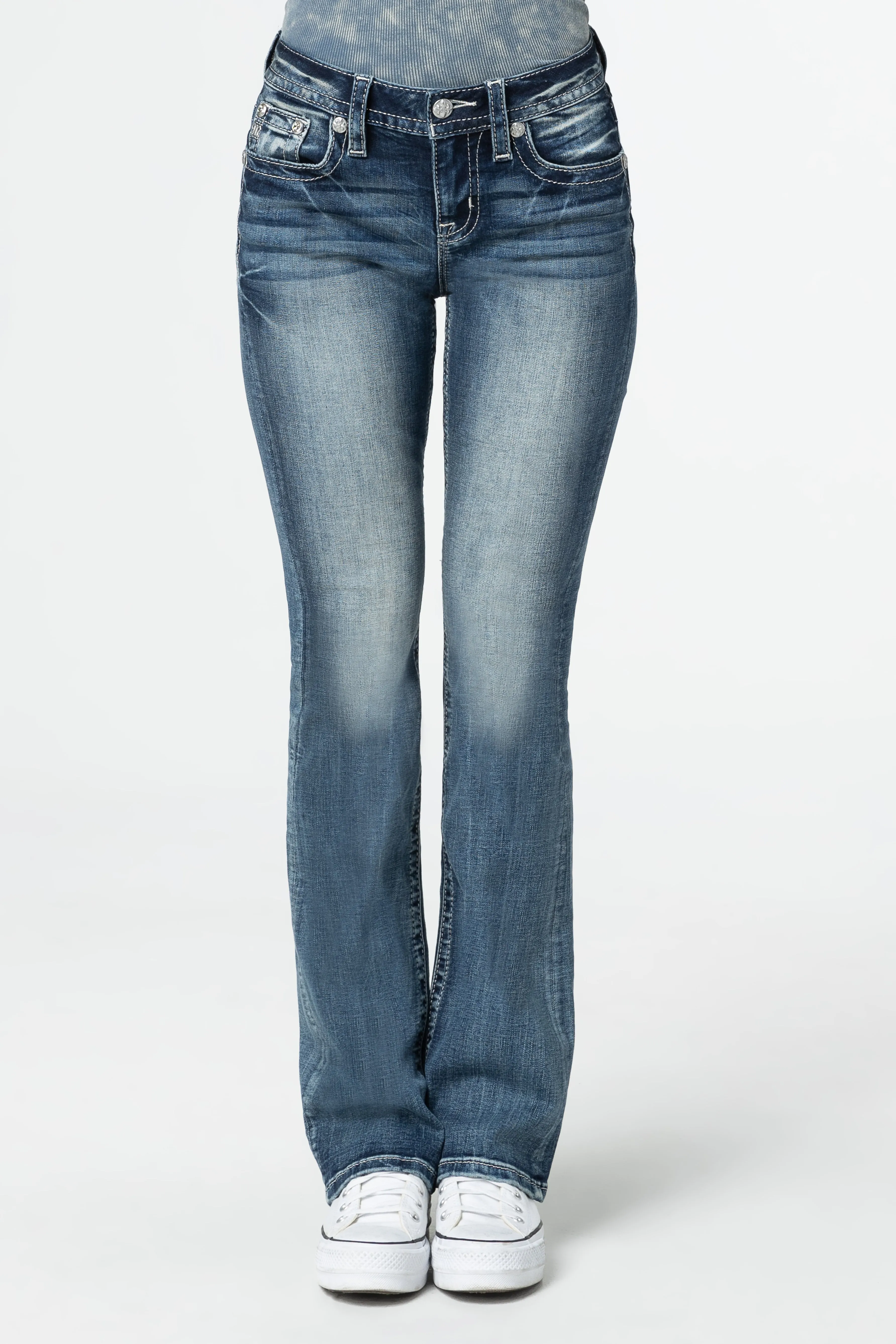 Turquoise Feather Cross Bootcut Jeans sold by Miss Me product image thumbnail 2