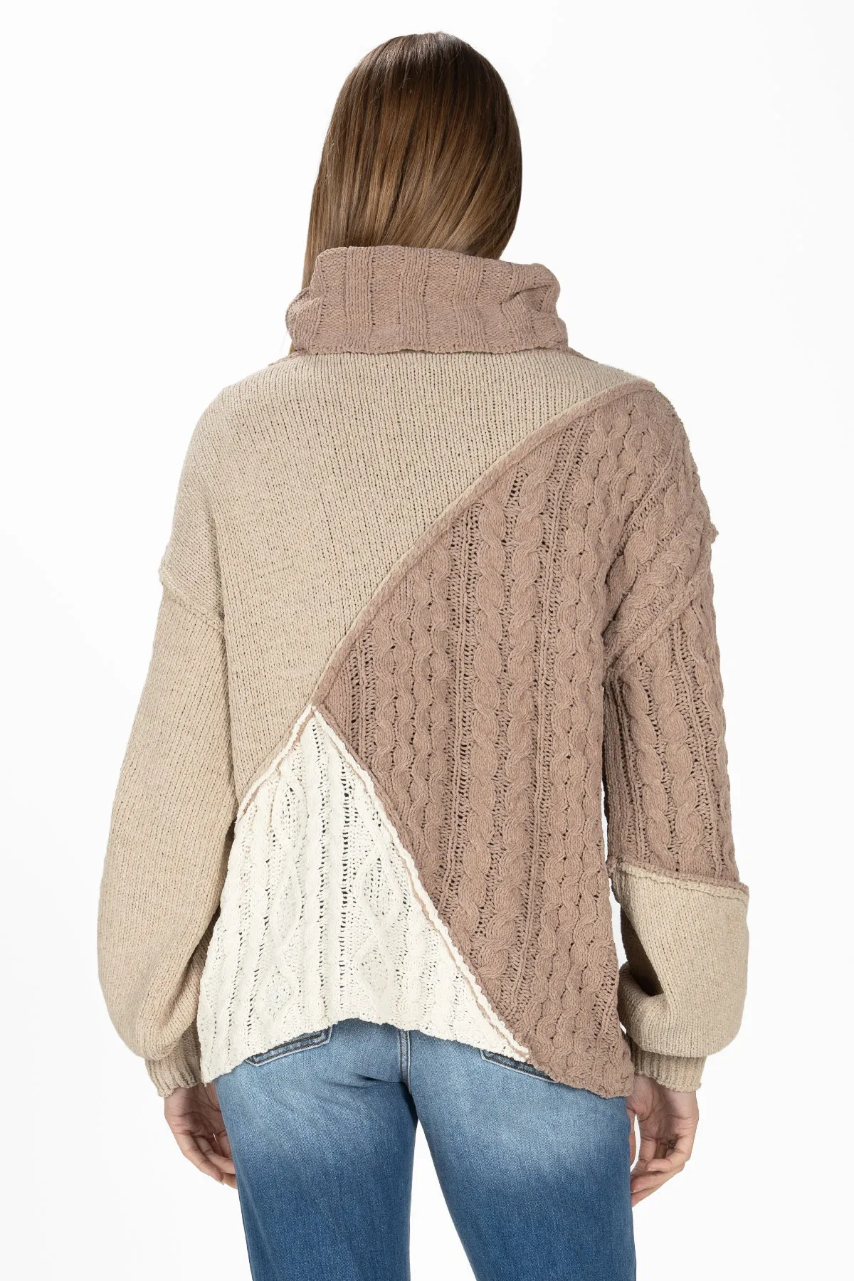 Colorblock Cable Knit Sweater sold by Miss Me product image thumbnail 5