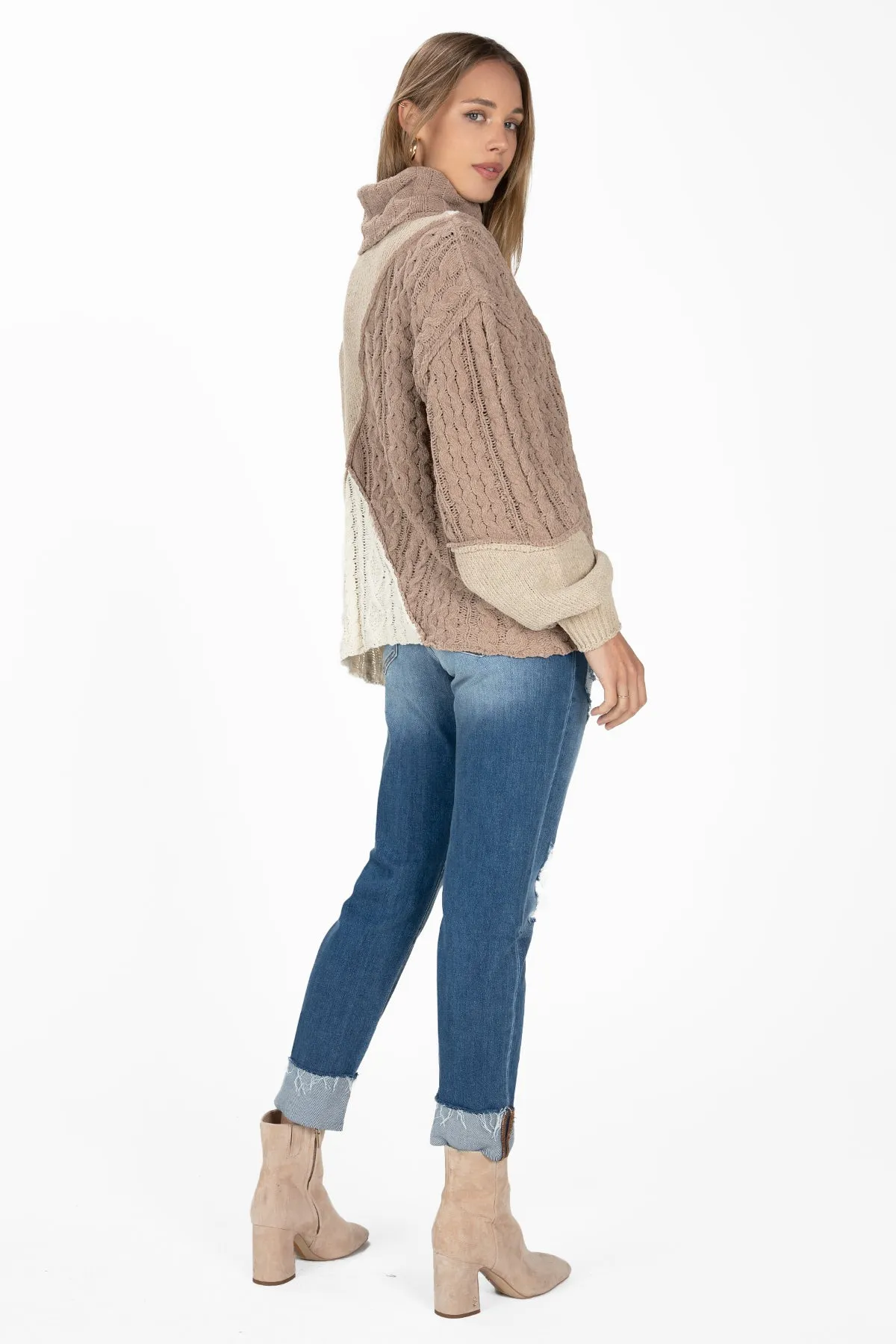 Colorblock Cable Knit Sweater sold by Miss Me product image thumbnail 3