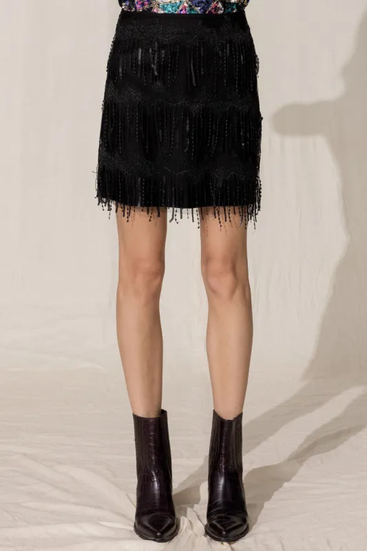 Sequin Fringe Skirt sold by Miss Me