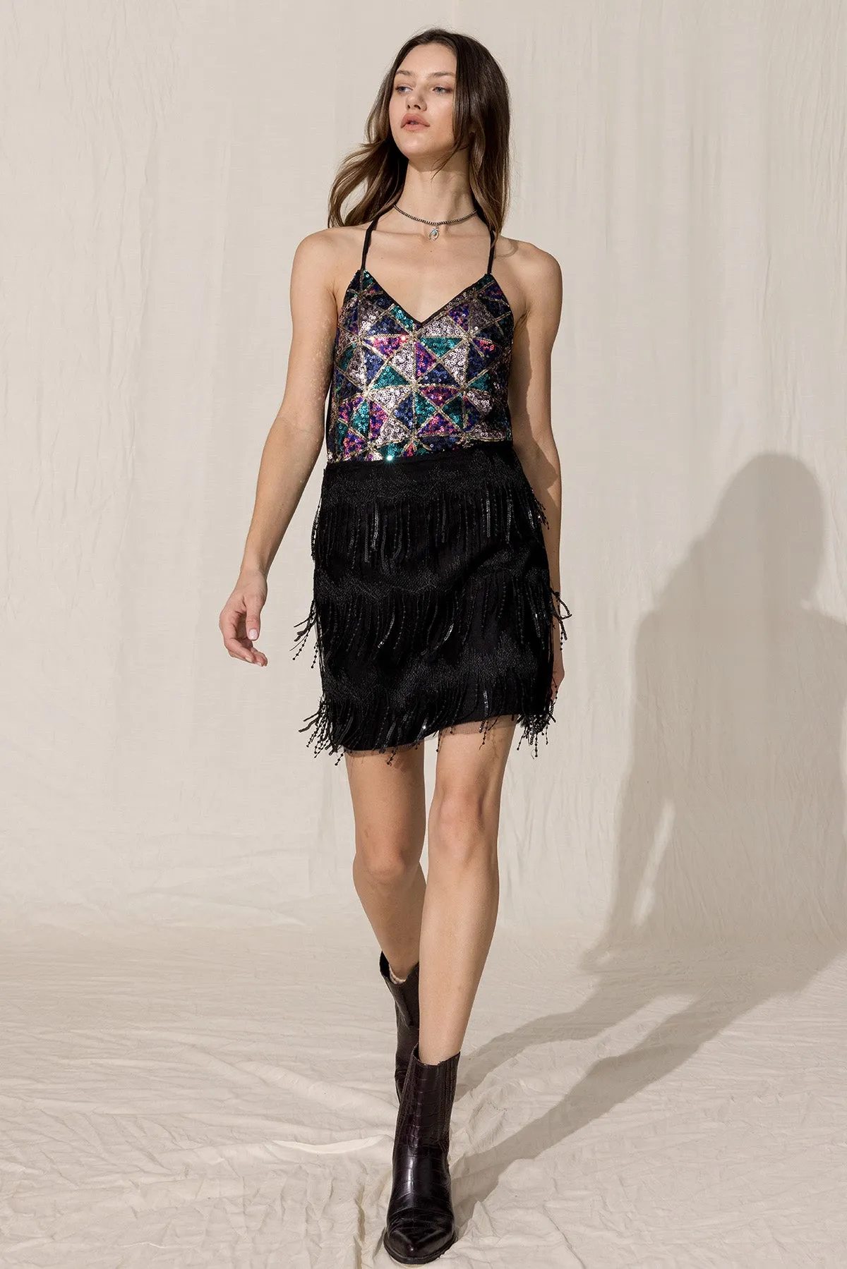 Sequin Fringe Skirt sold by Miss Me product image thumbnail 2