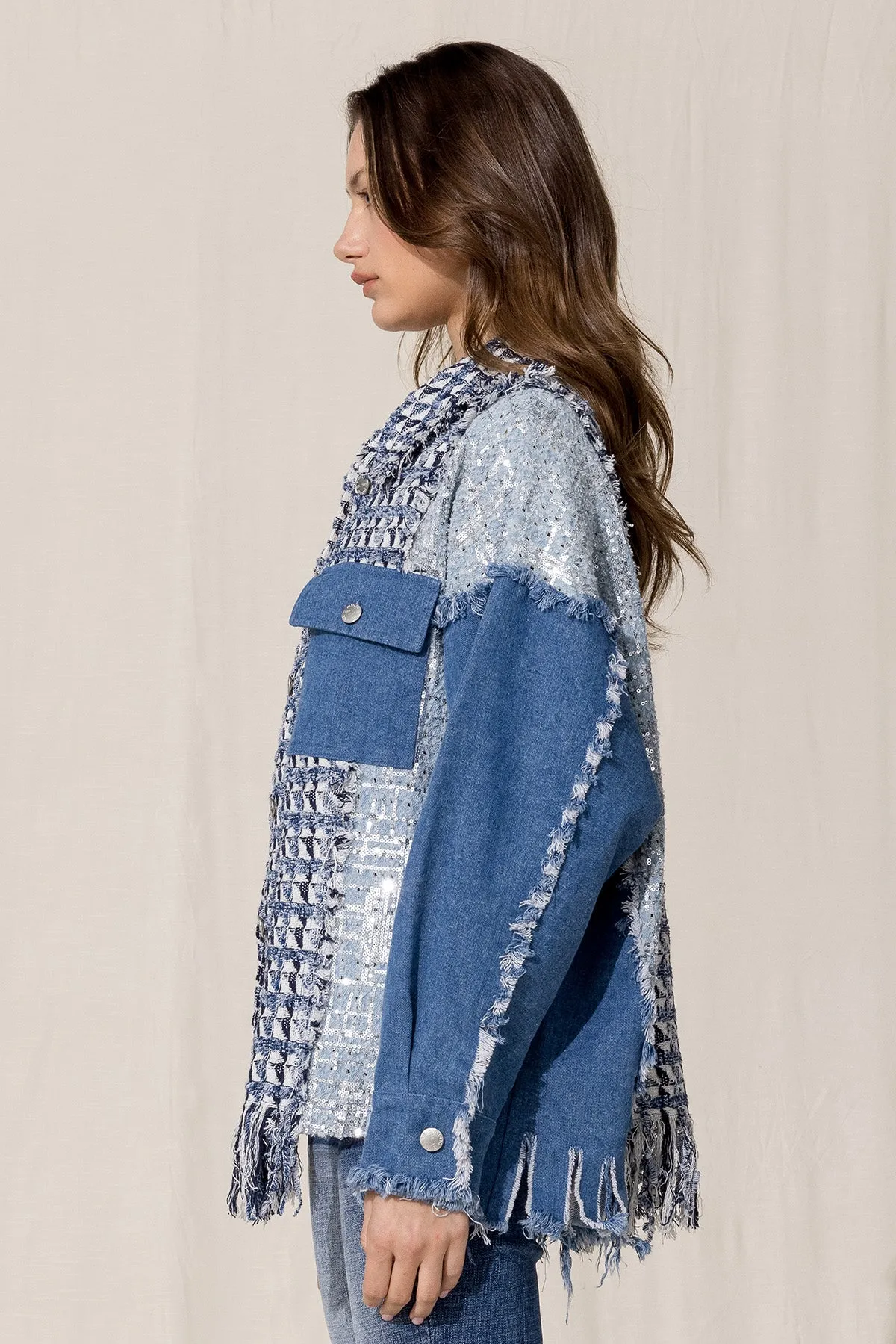 Tweed Button Down Jacket sold by Miss Me product image thumbnail 3