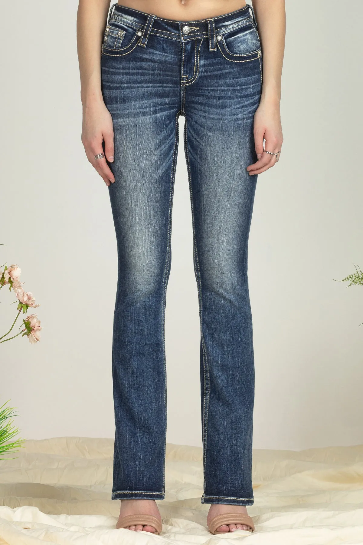 Turquoise Blue Feathers Bootcut Denim sold by Miss Me product image thumbnail 5