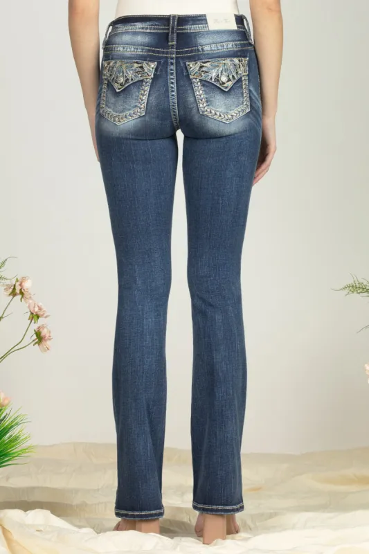 Turquoise Blue Feathers Bootcut Denim sold by Miss Me