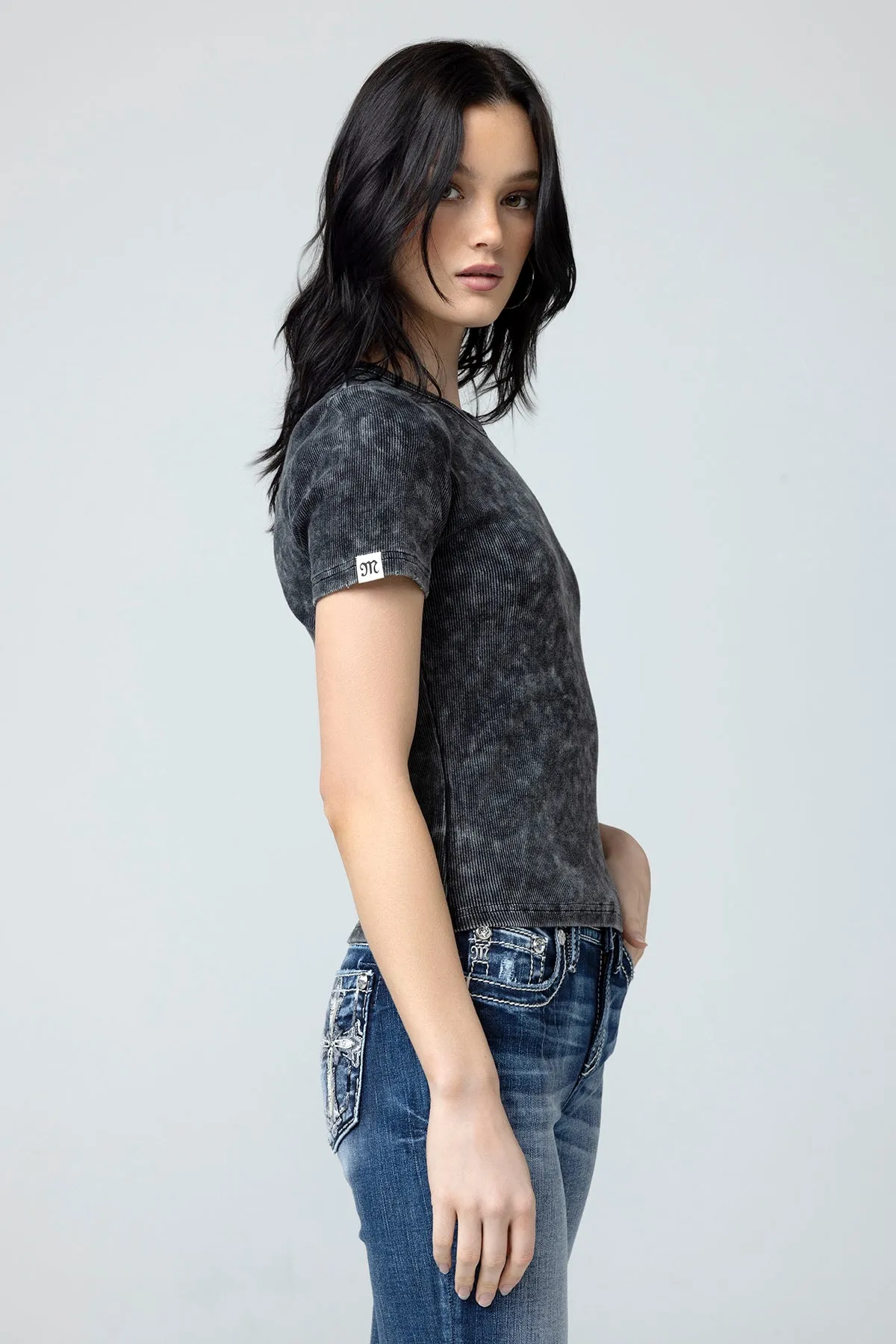Subtle Wash Longline Tee sold by Miss Me product image thumbnail 5