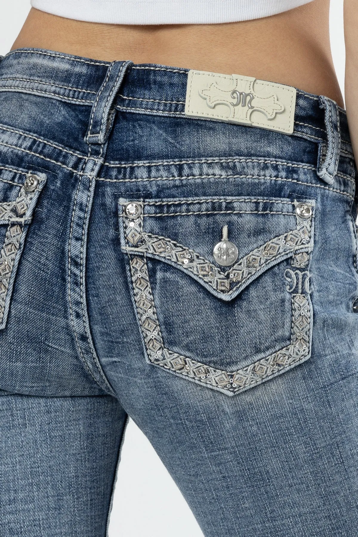 Sparkling Geo Stitch Bootcut Jeans sold by Miss Me product image thumbnail 4