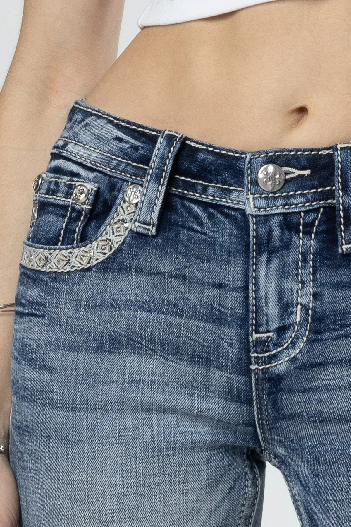 Sparkling Geo Stitch Bootcut Jeans sold by Miss Me product image thumbnail 5