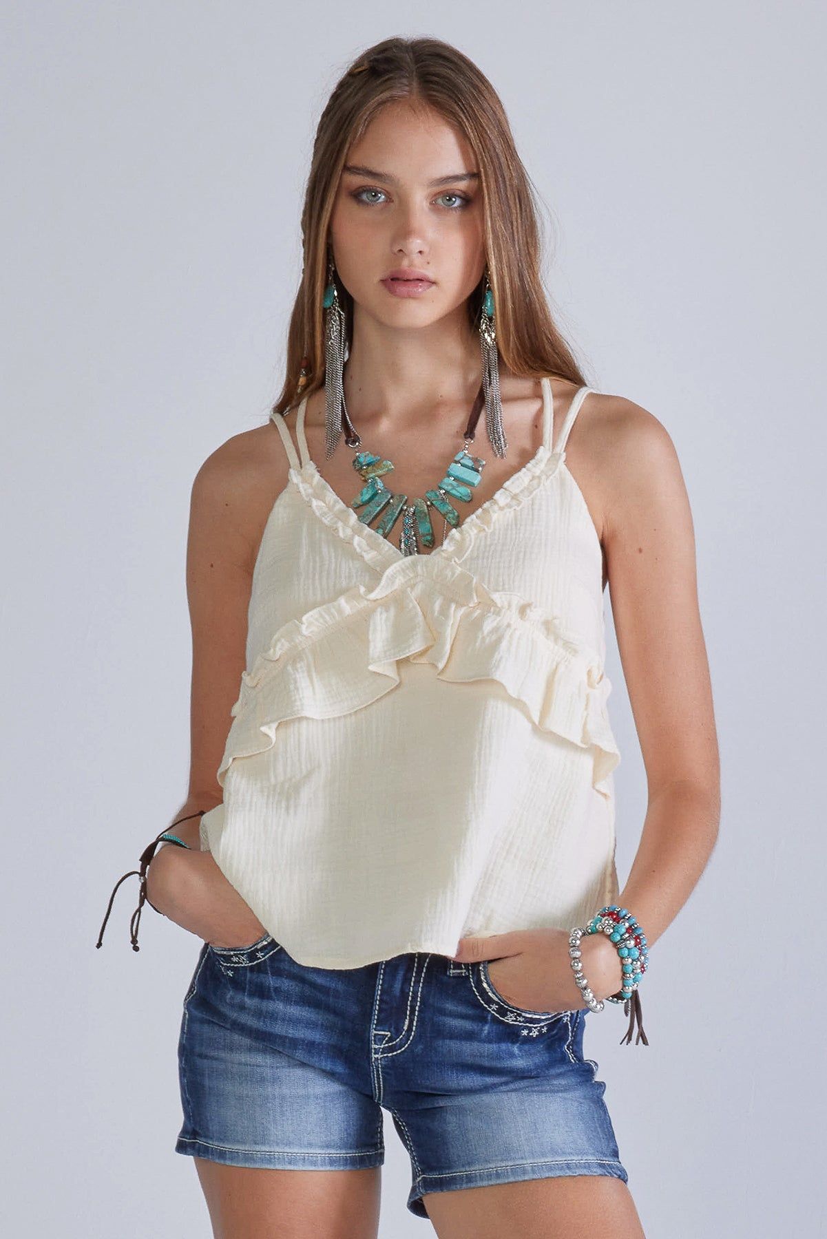 Ruffled Cami sold by Miss Me