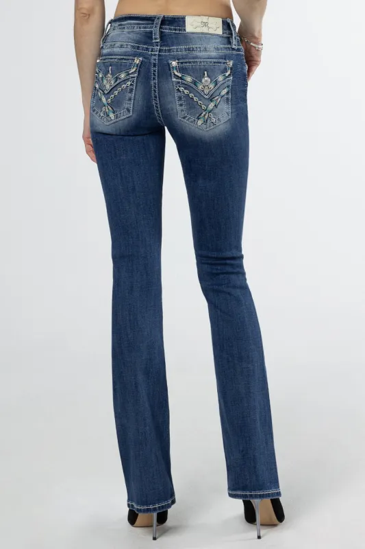 Teal Feathers Bootcut Jeans sold by Miss Me