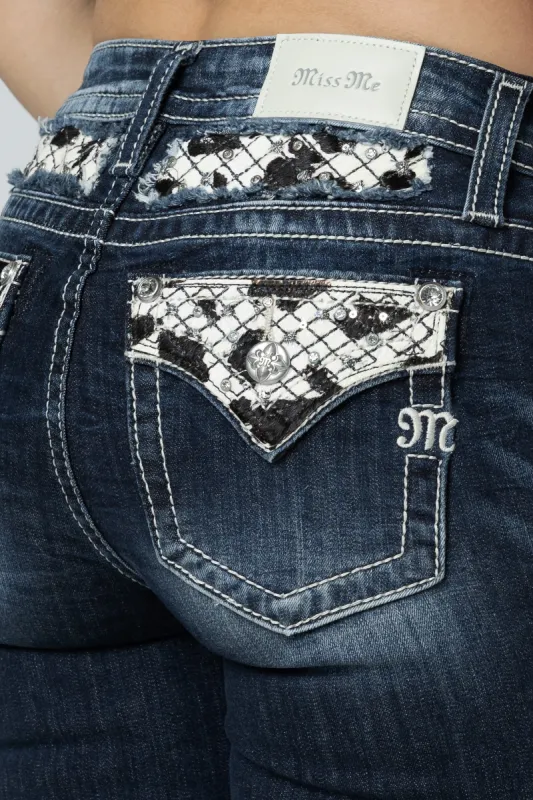 Quilted Cow Print Bootcut Jeans sold by Miss Me