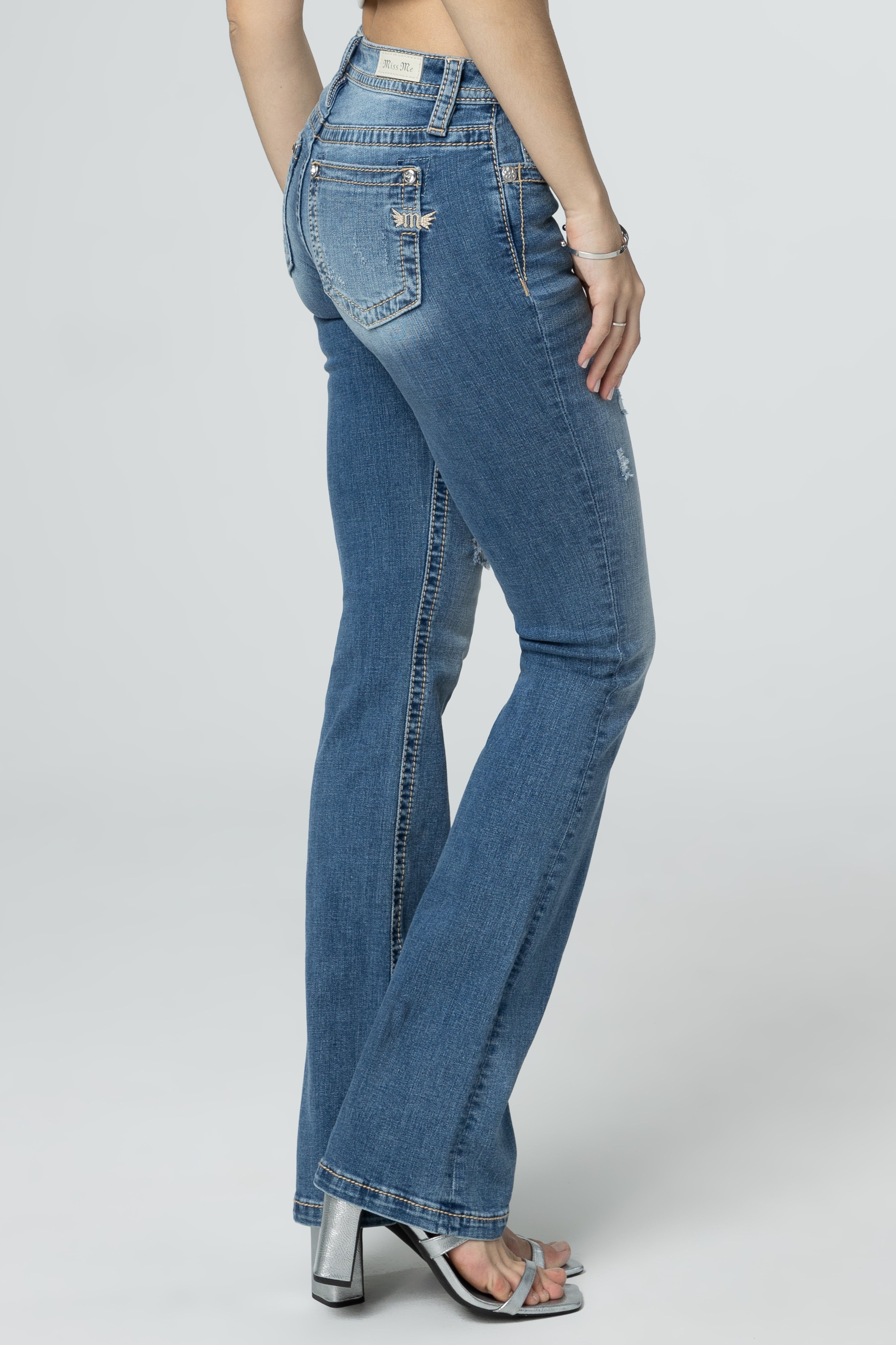 Light Wash Distressed Bootcut Jeans sold by Miss Me product image thumbnail 3