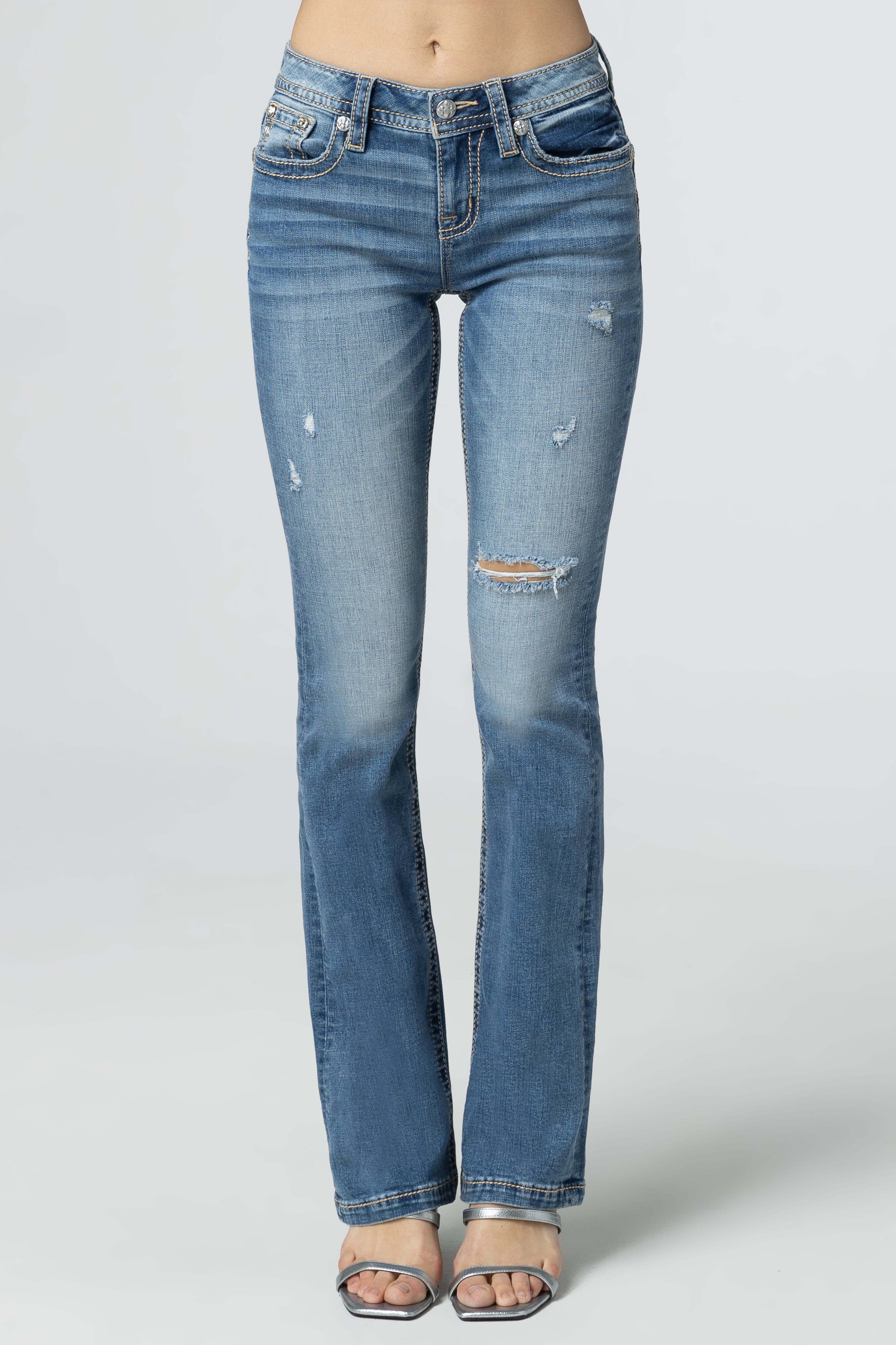 Light Wash Distressed Bootcut Jeans sold by Miss Me product image thumbnail 2