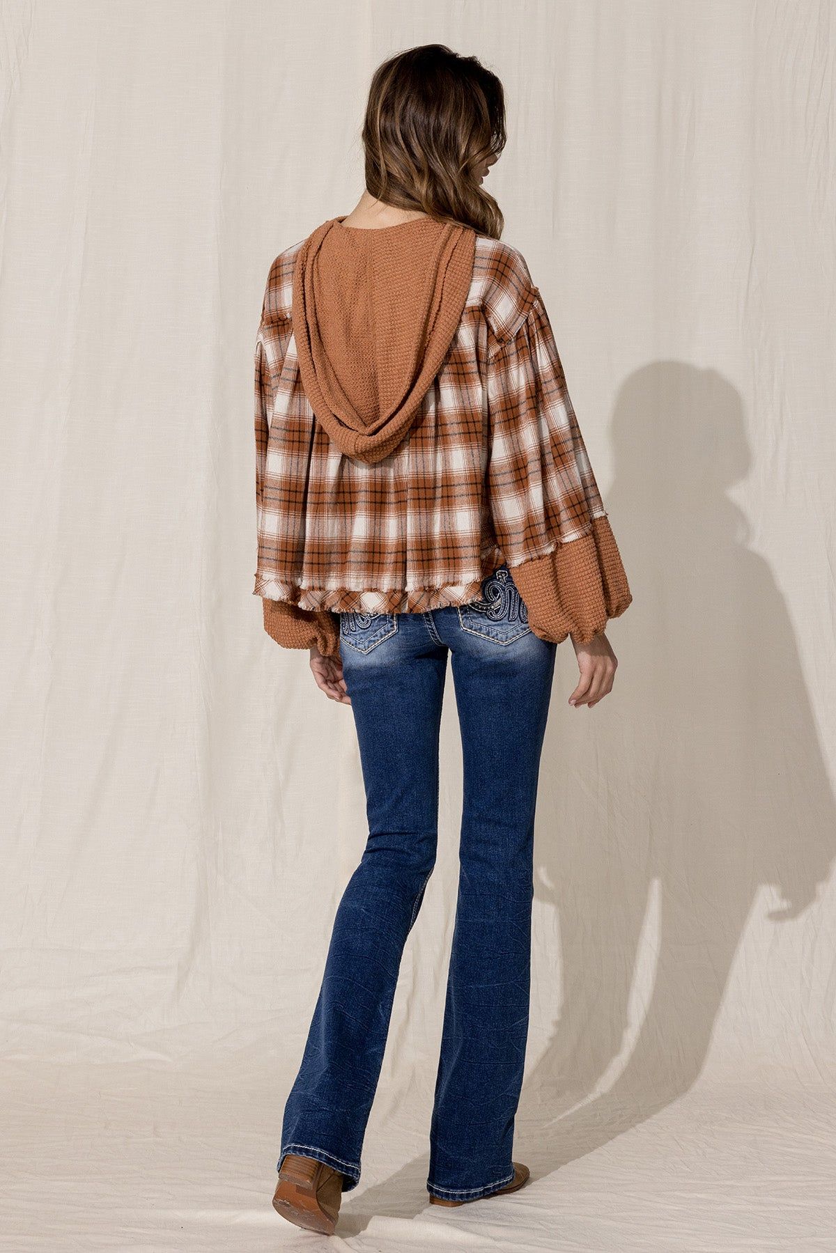 Orange Multi Plaid Hoodie sold by Miss Me product image thumbnail 5