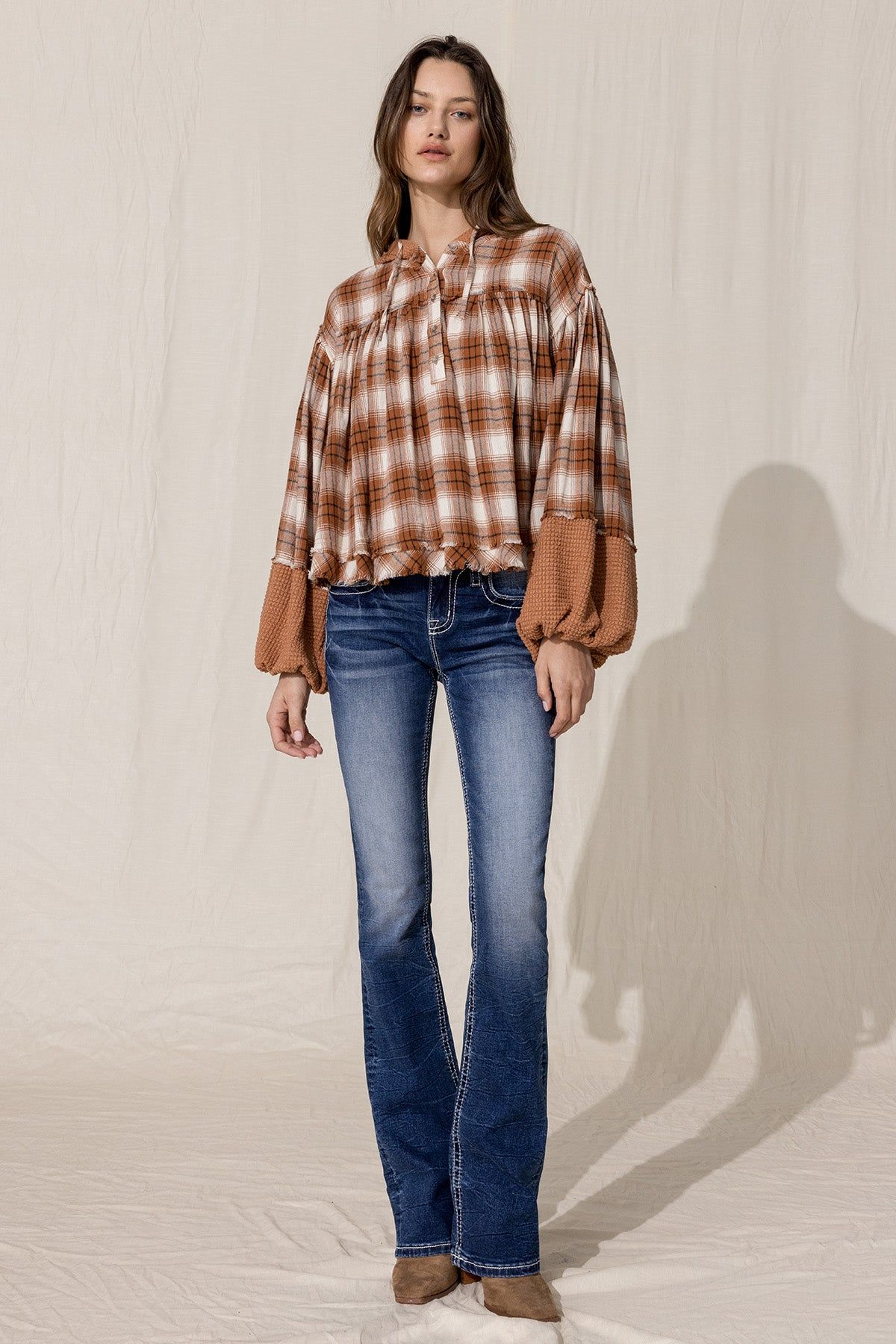 Orange Multi Plaid Hoodie sold by Miss Me product image thumbnail 4