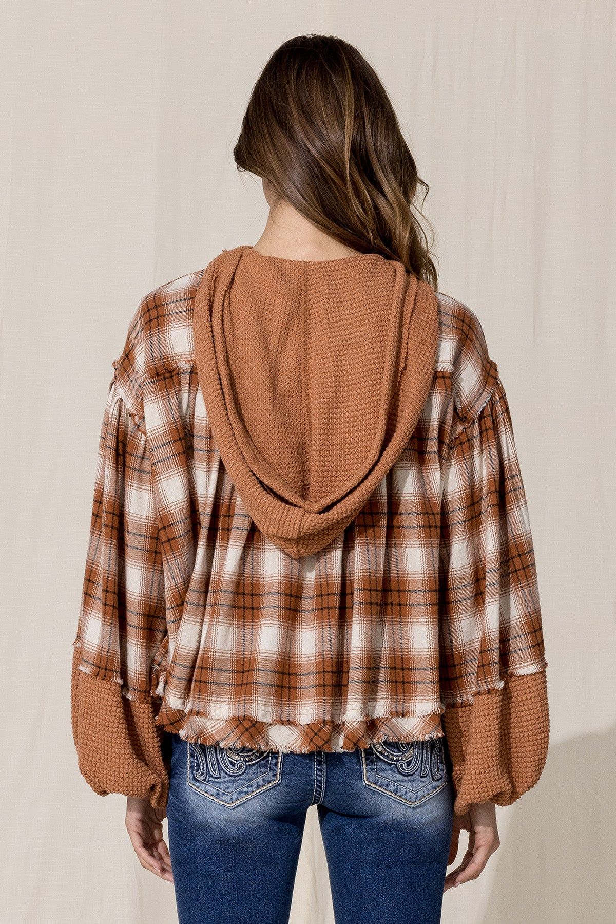 Orange Multi Plaid Hoodie sold by Miss Me product image thumbnail 2