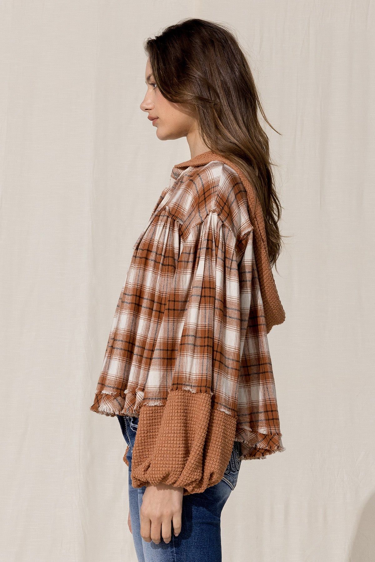 Orange Multi Plaid Hoodie sold by Miss Me product image thumbnail 3