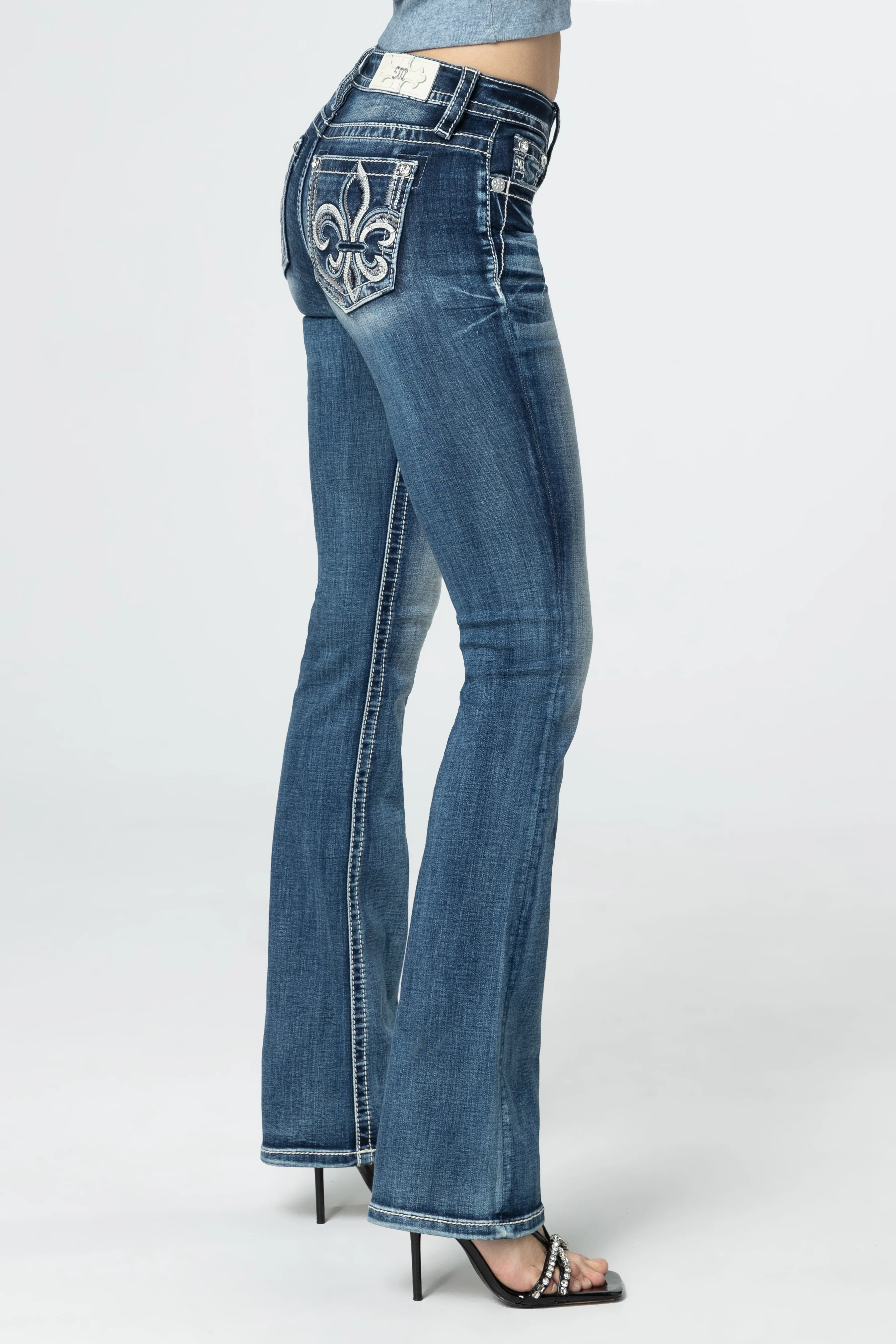 Silver Sequins Fleur-De-Lis Bootcut Jeans sold by Miss Me product image thumbnail 3