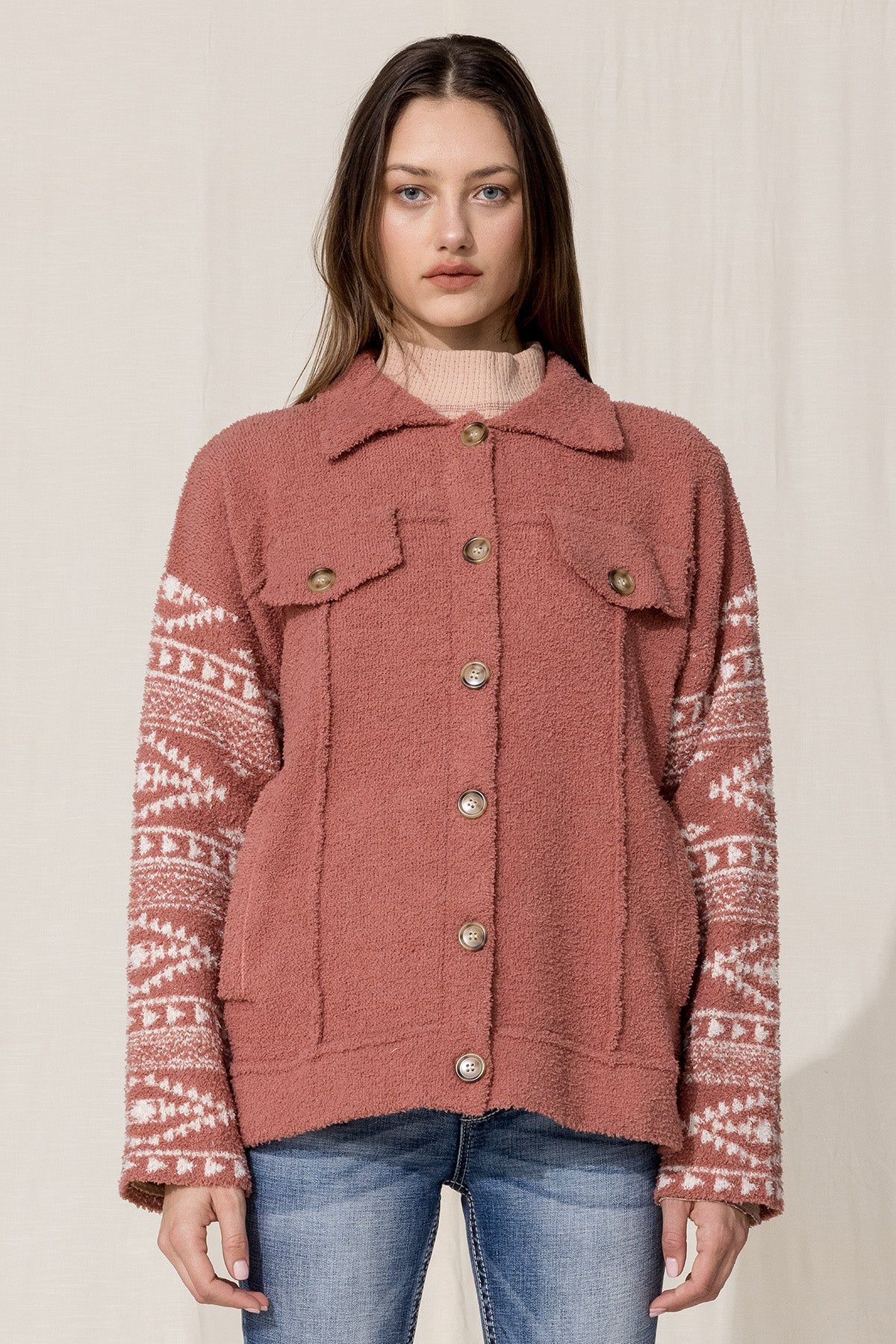 Aztec Printed Shacket sold by Miss Me product image thumbnail 2