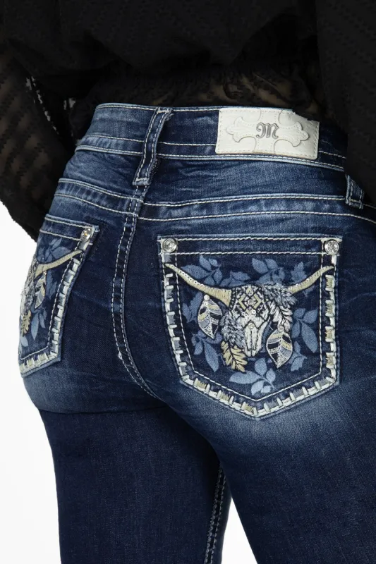 Laser Leaves Longhorn Bootcut Jeans sold by Miss Me