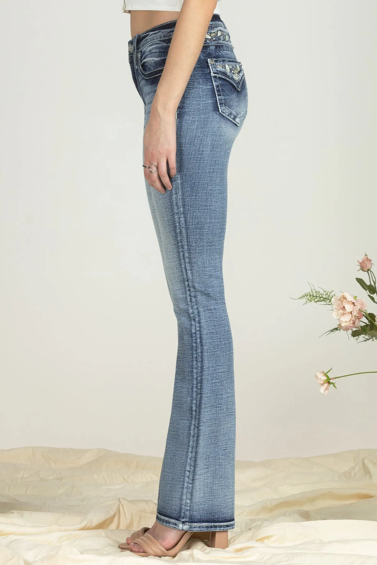 Bordered Leaves Bootcut Denim sold by Miss Me product image thumbnail 3