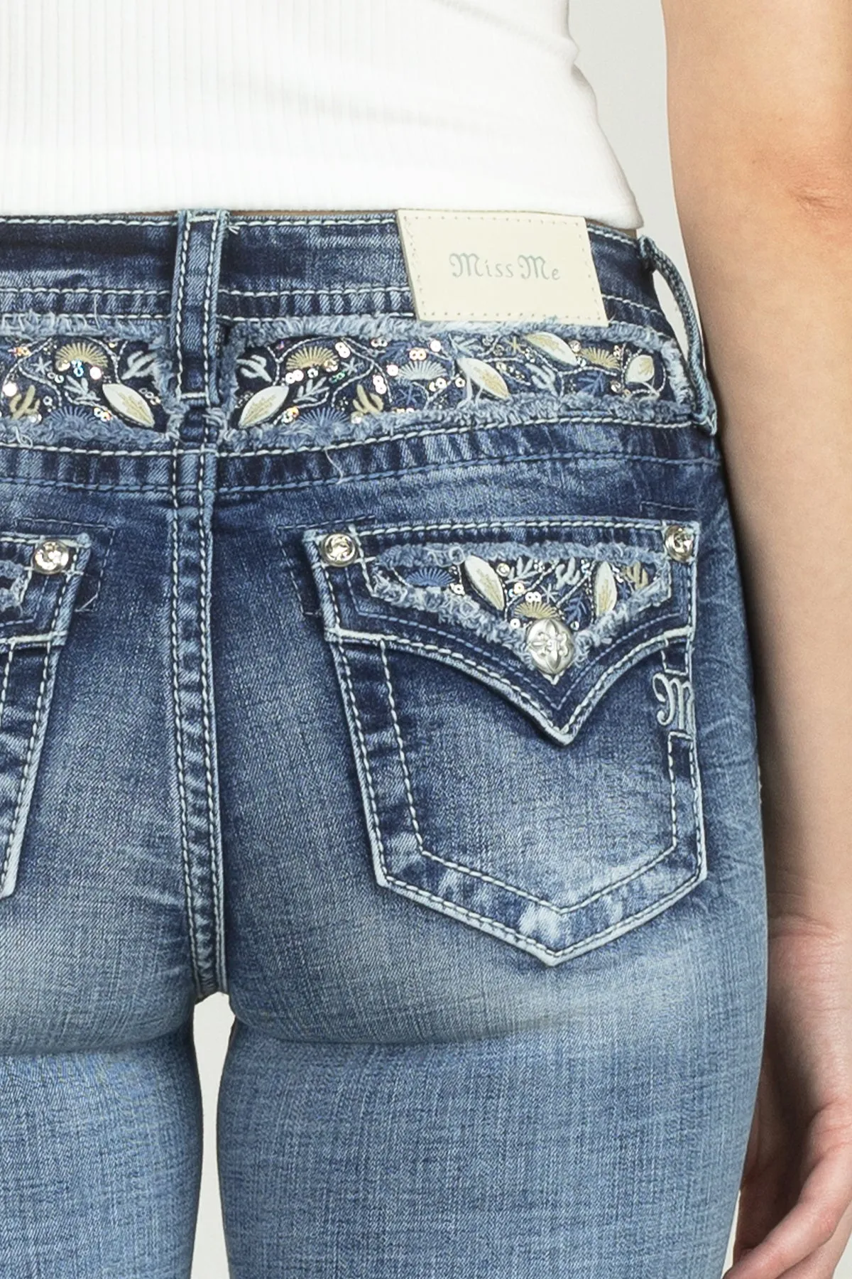 Bordered Leaves Bootcut Denim sold by Miss Me product image thumbnail 4