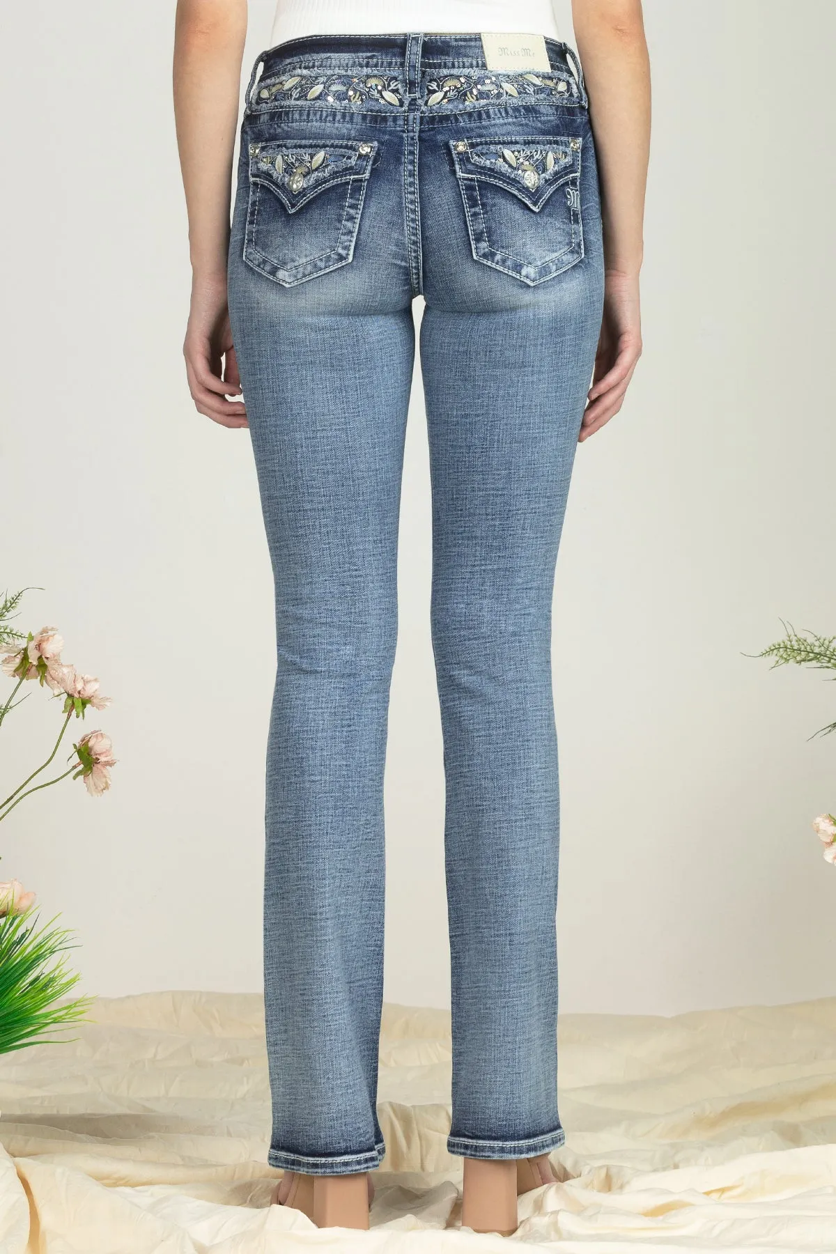 Bordered Leaves Bootcut Denim sold by Miss Me