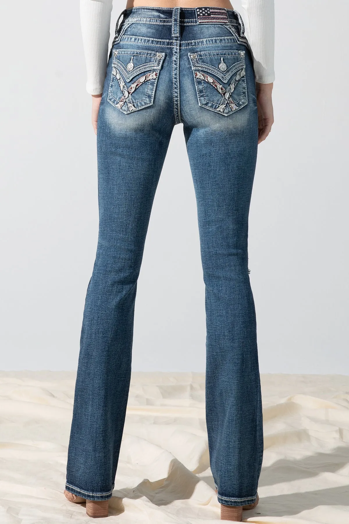 Americana Zagged Bootcut Jeans sold by Miss Me