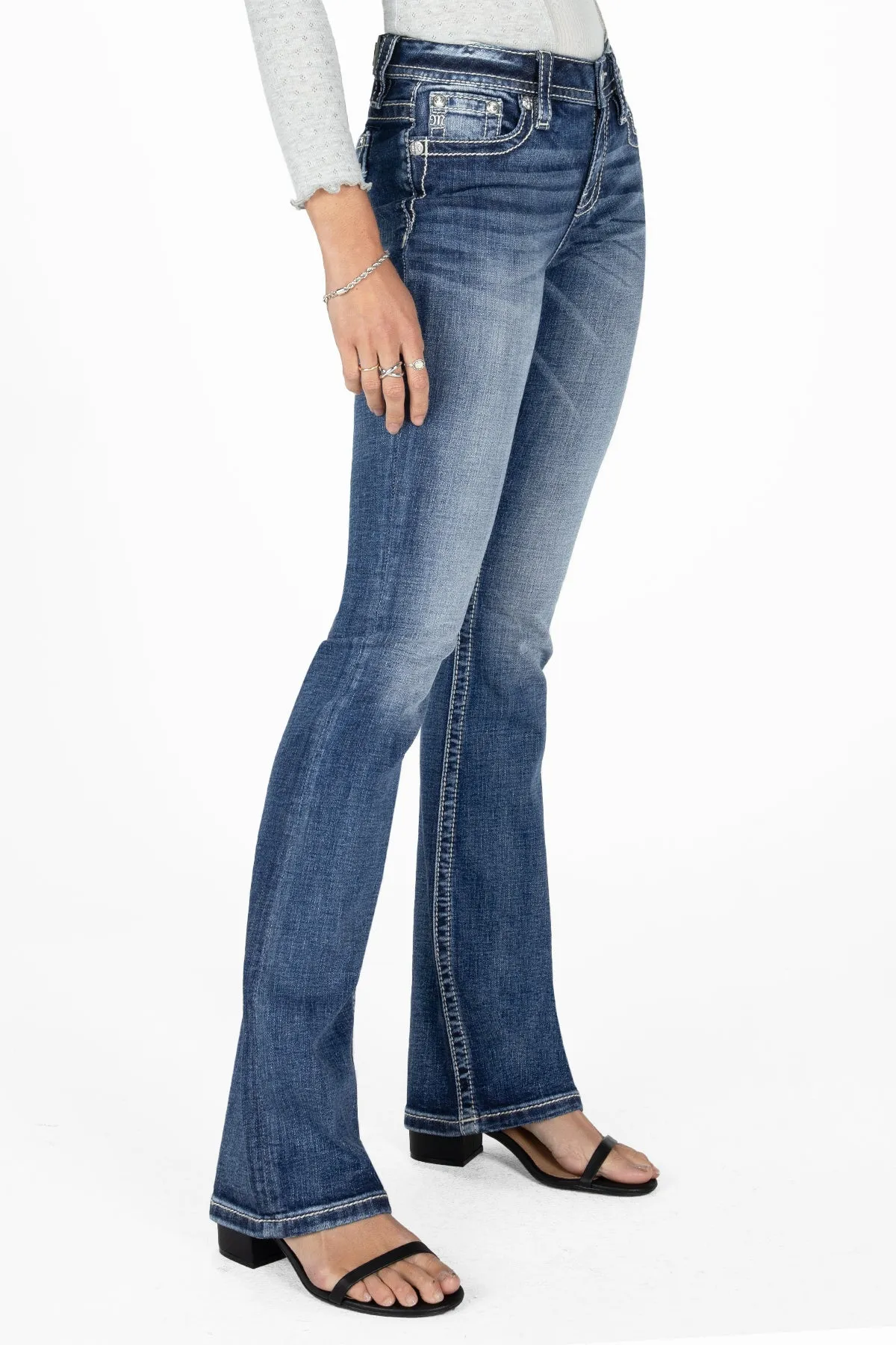 Leaf Vine Cross Stitch Bootcut Jeans sold by Miss Me product image thumbnail 3