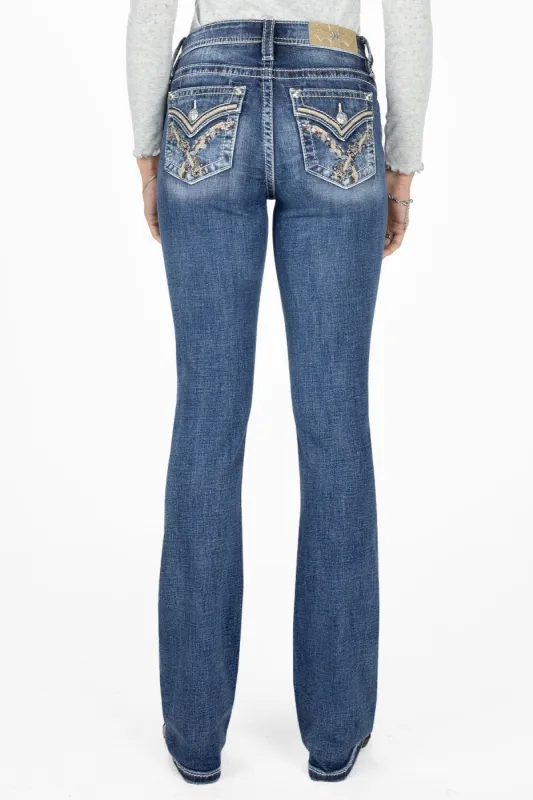 Leaf Vine Cross Stitch Bootcut Jeans sold by Miss Me