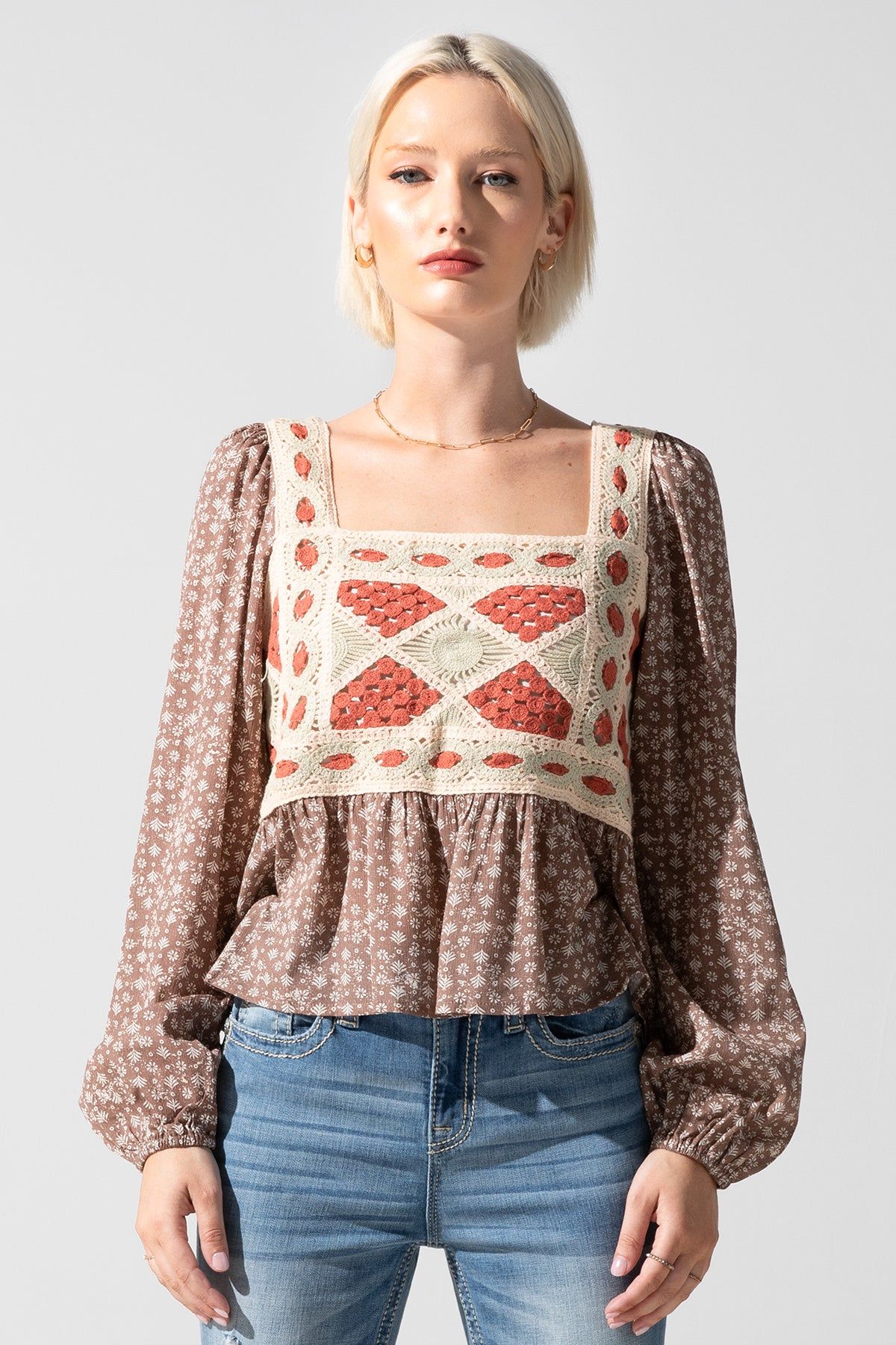 Ditzy Floral Crochet Top sold by Miss Me