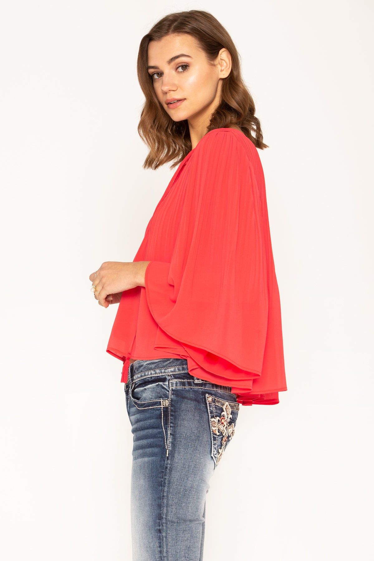 Adorn Keyhole Pleated Top sold by Miss Me product image thumbnail 2