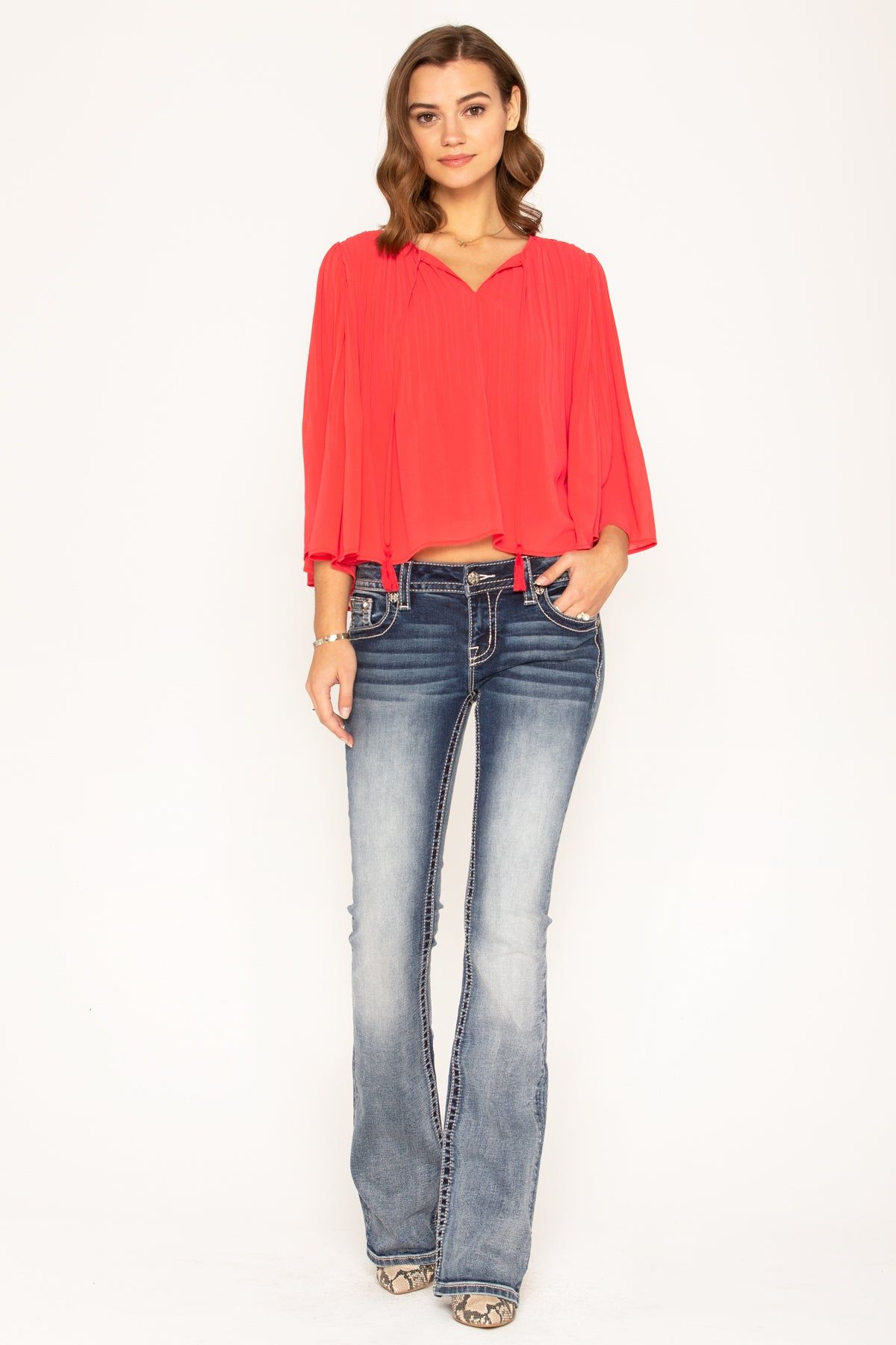 Adorn Keyhole Pleated Top sold by Miss Me product image thumbnail 4