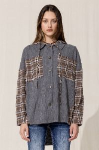 Plaid Contrast Hoodie sold by Miss Me