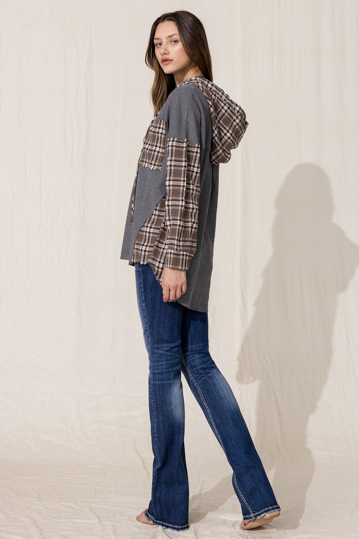 Plaid Contrast Hoodie sold by Miss Me product image thumbnail 5