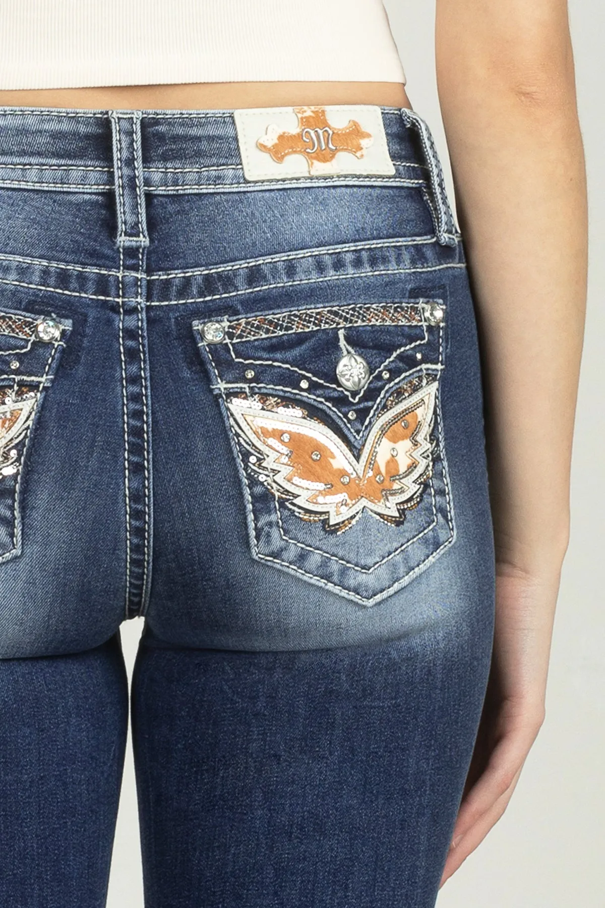 Cow Print Wing Denim sold by Miss Me product image thumbnail 4