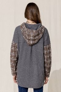 Plaid Contrast Hoodie sold by Miss Me