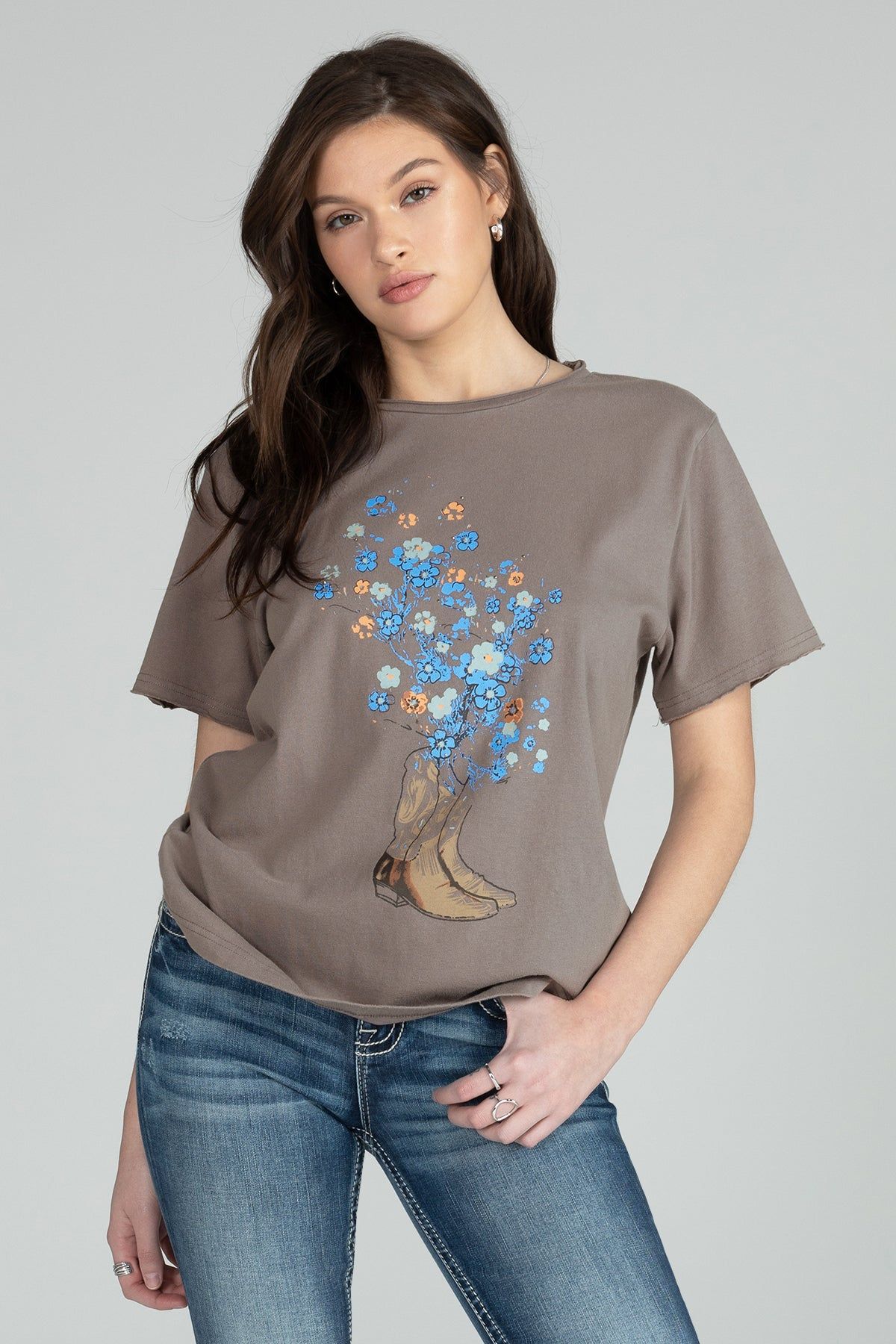 Cowgirl Boots Flower Tee sold by Miss Me